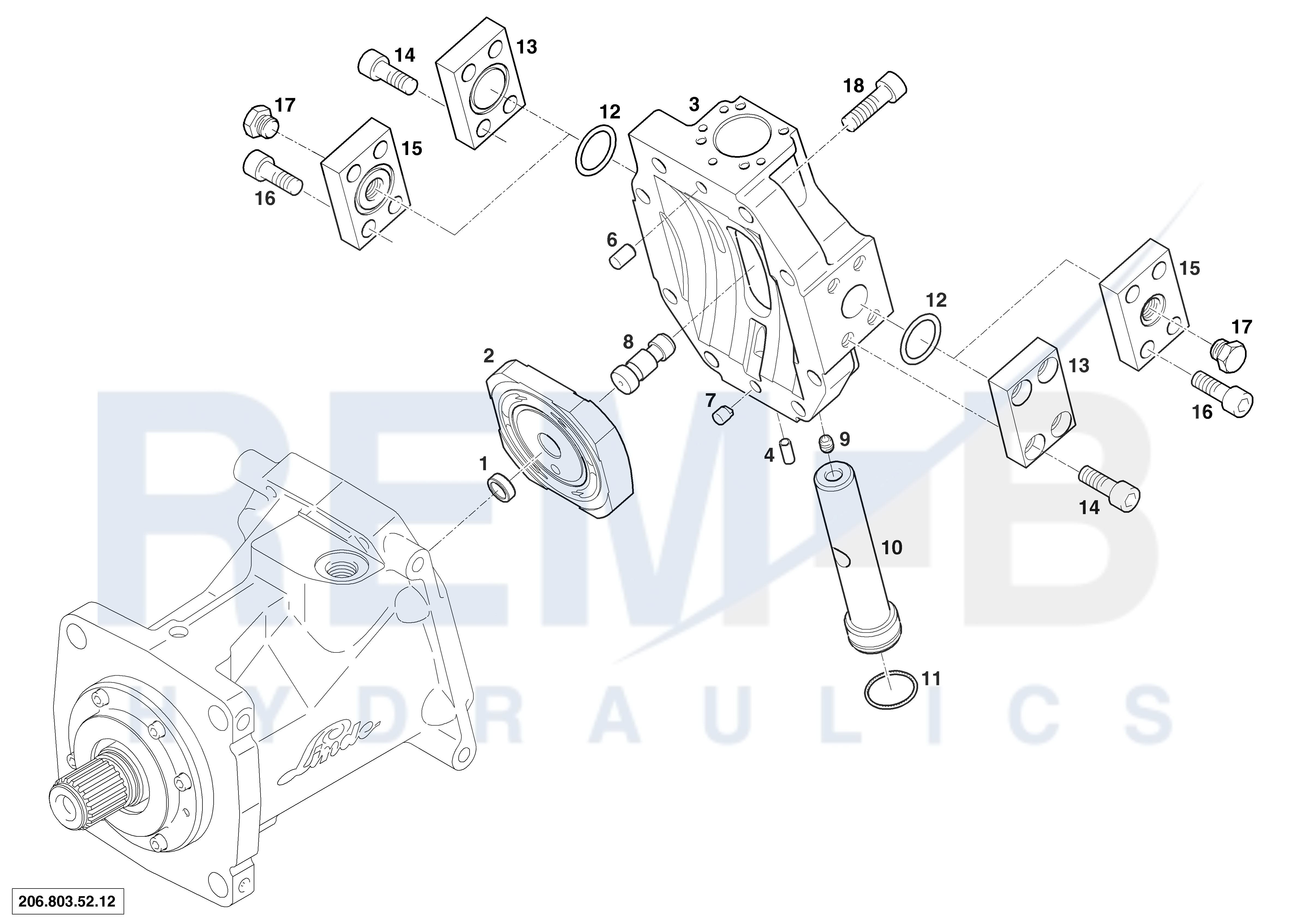 PORT PLATE HOUSING AND CONTROL PISTON (206.000.25.