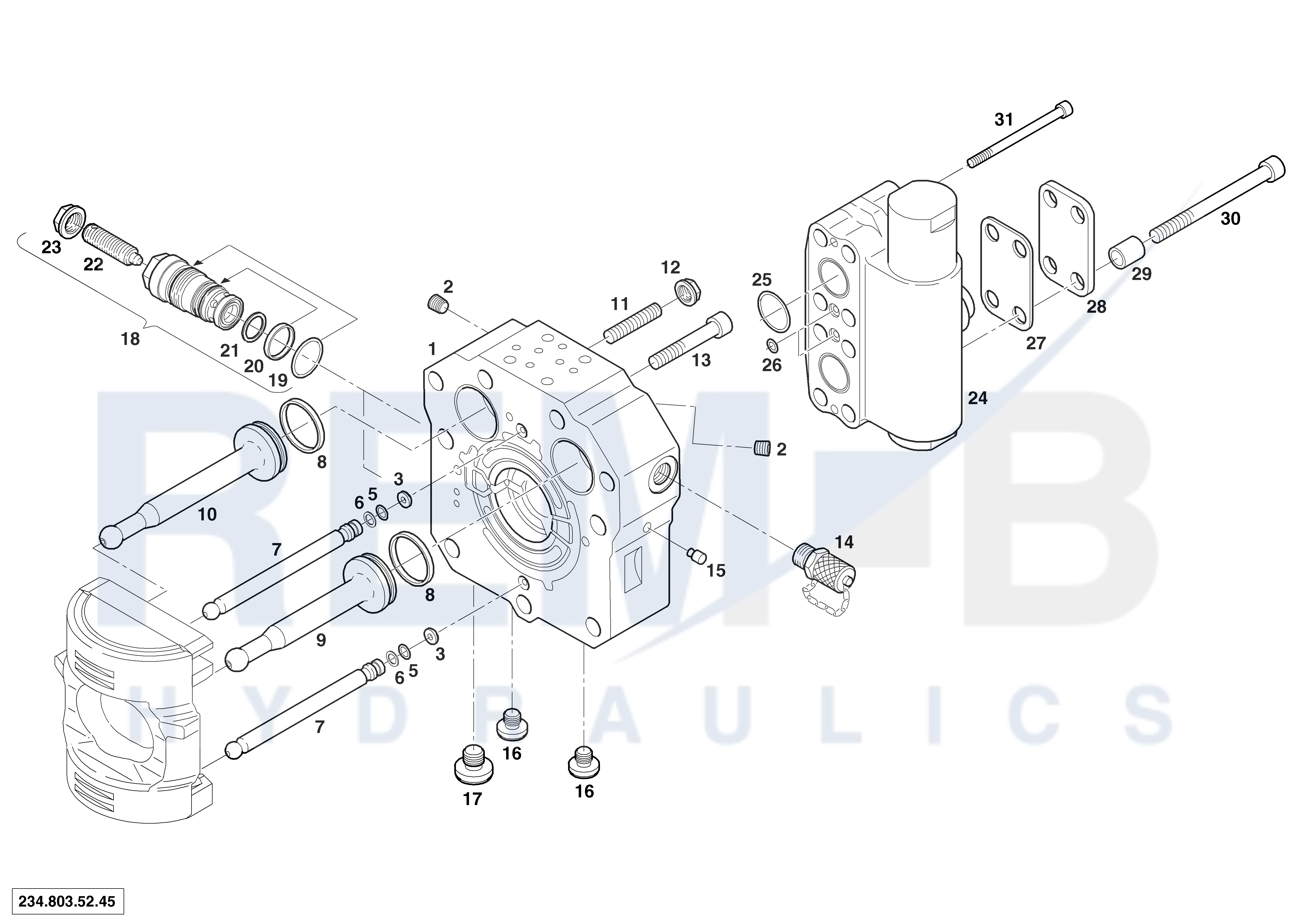 REAR COVER, PRESSURE CONTROL VALVE AND BRAKE VALVE