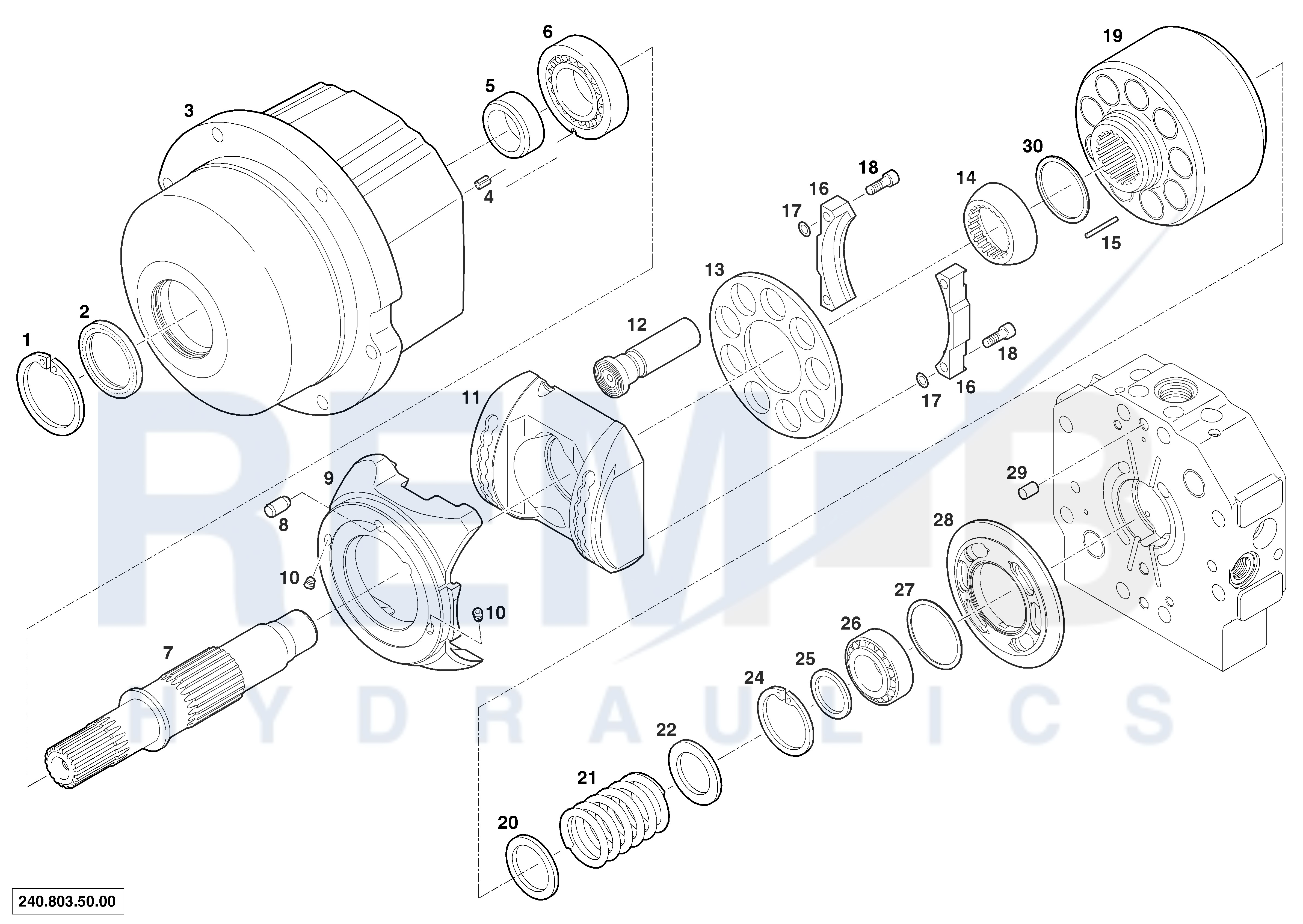 HOUSING, DRIVE SHAFT, CRADLE AND PORT PLATE