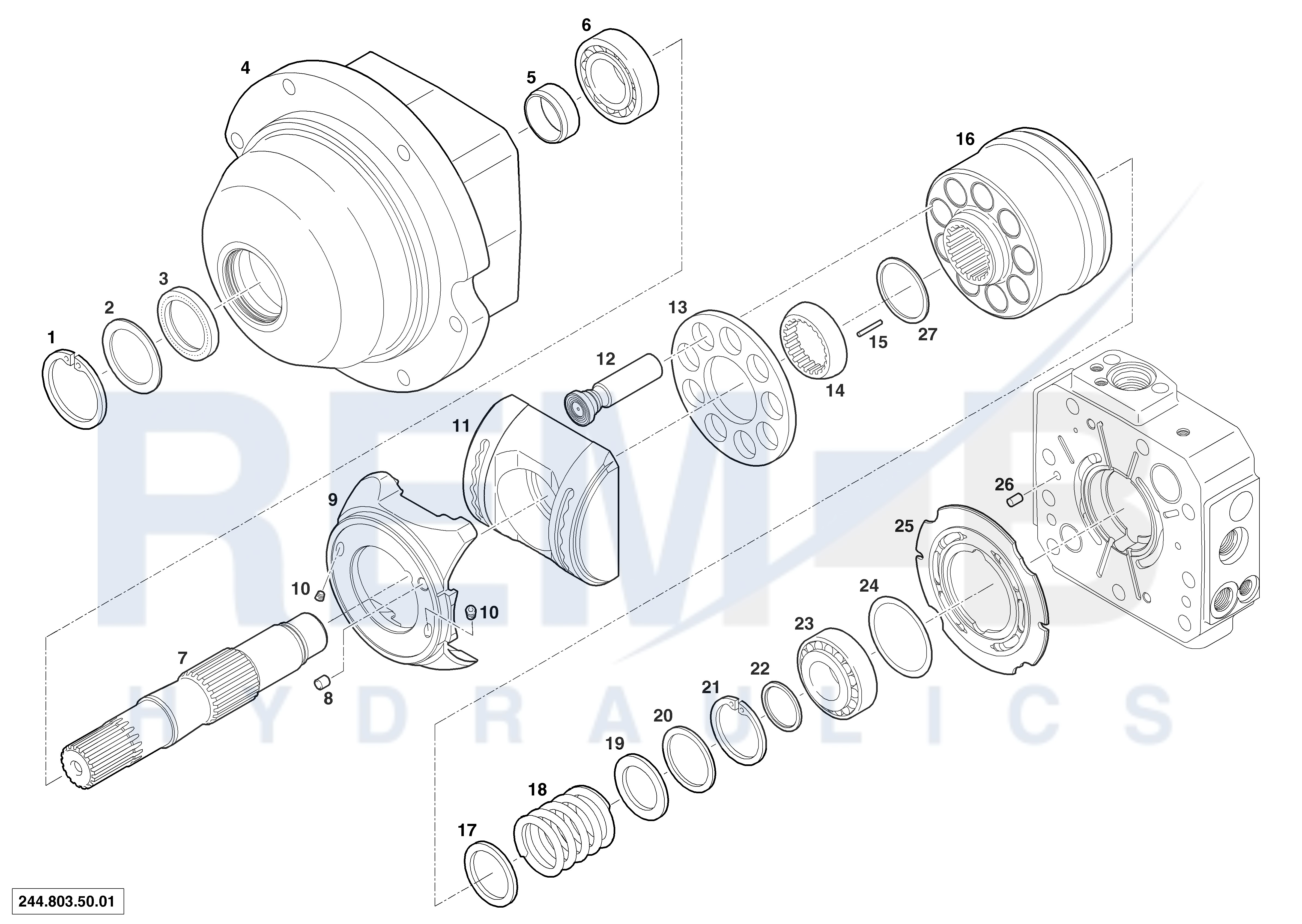 HOUSING, DRIVE SHAFT, CRADLE AND PORT PLATE