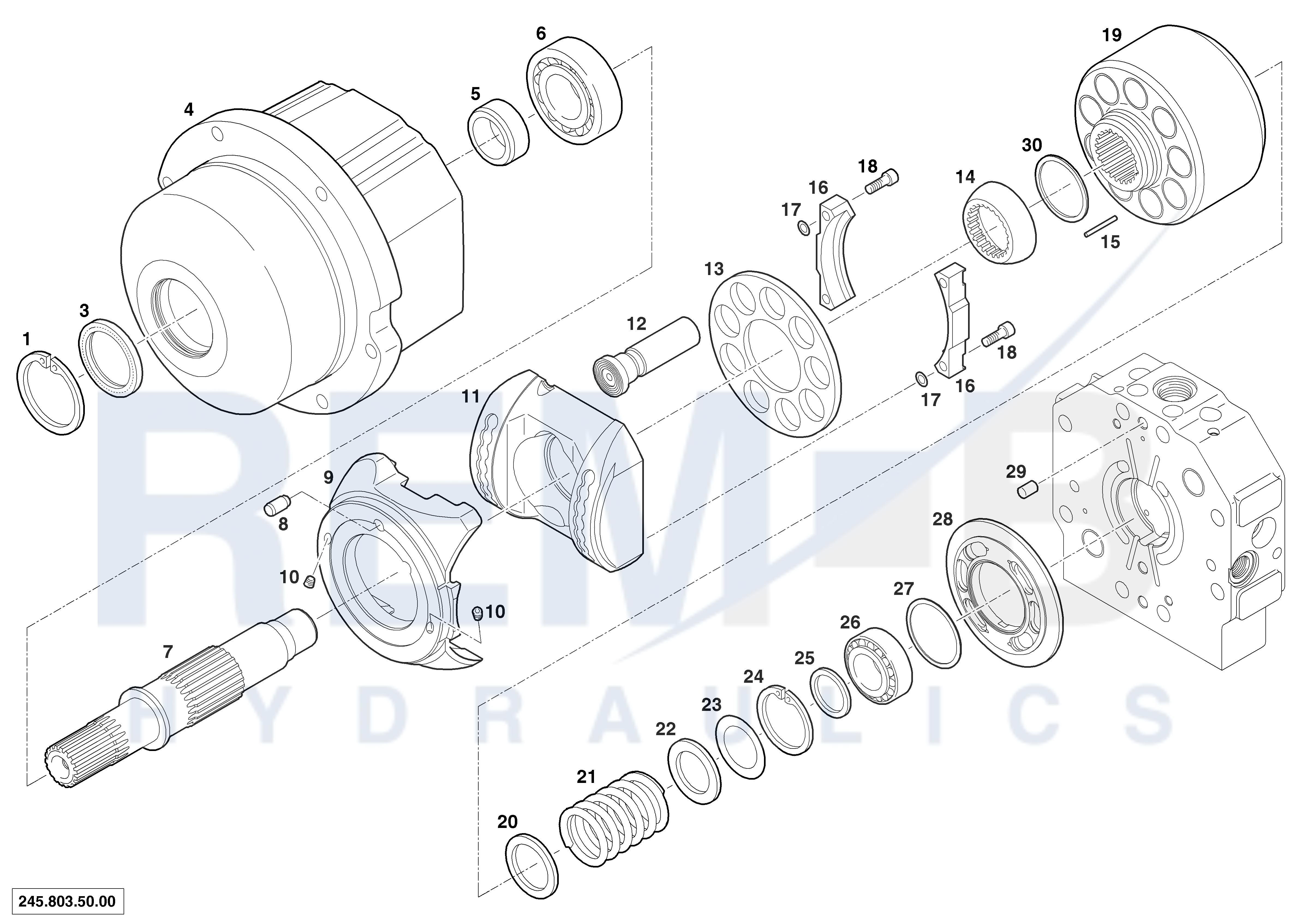 HOUSING, DRIVE SHAFT, CRADLE AND PORT PLATE