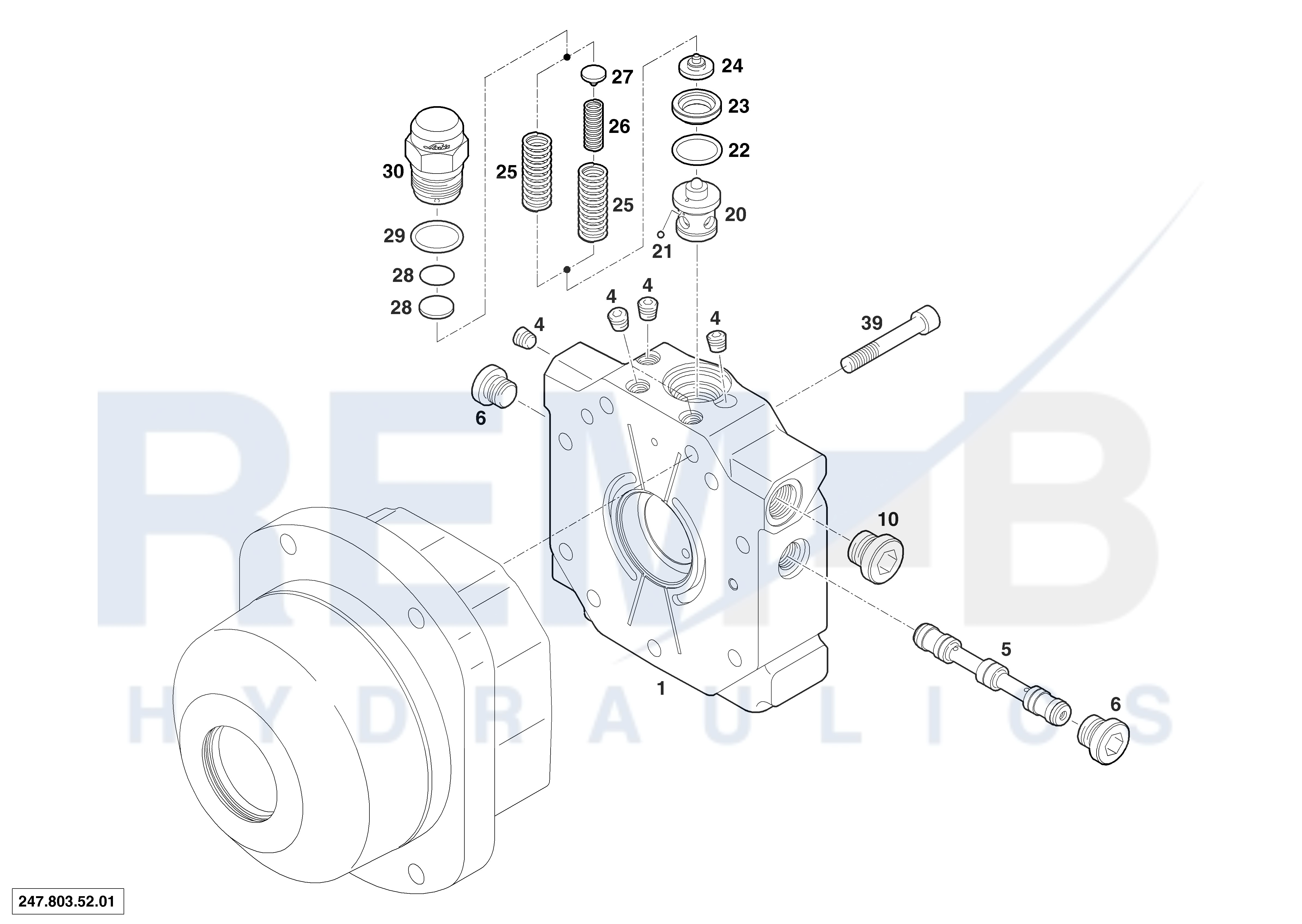 PORT PLATE HOUSING AND PRESSURE-RELIEF VALVE