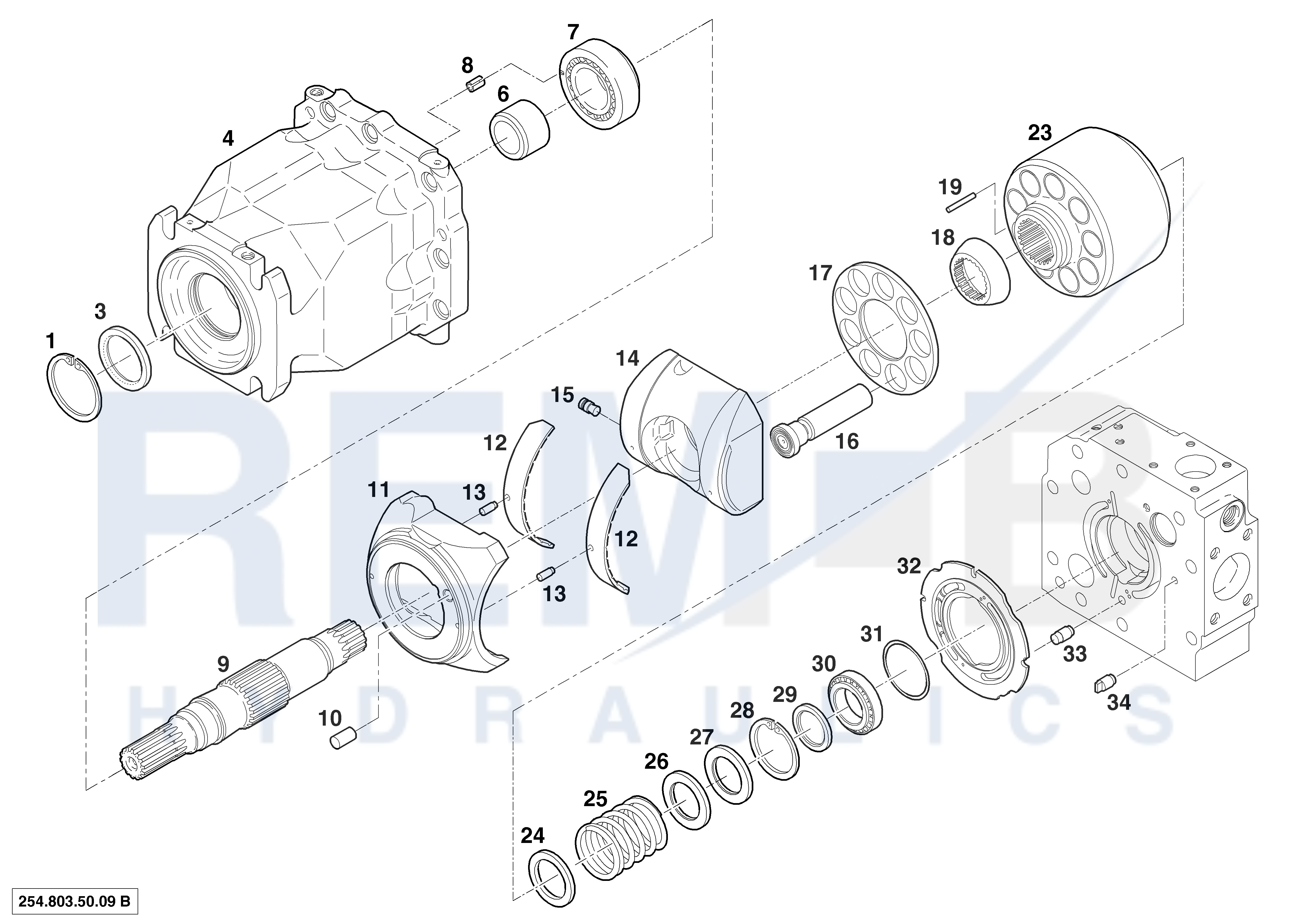 HOUSING, DRIVE SHAFT, CRADLE AND PORT PLATE