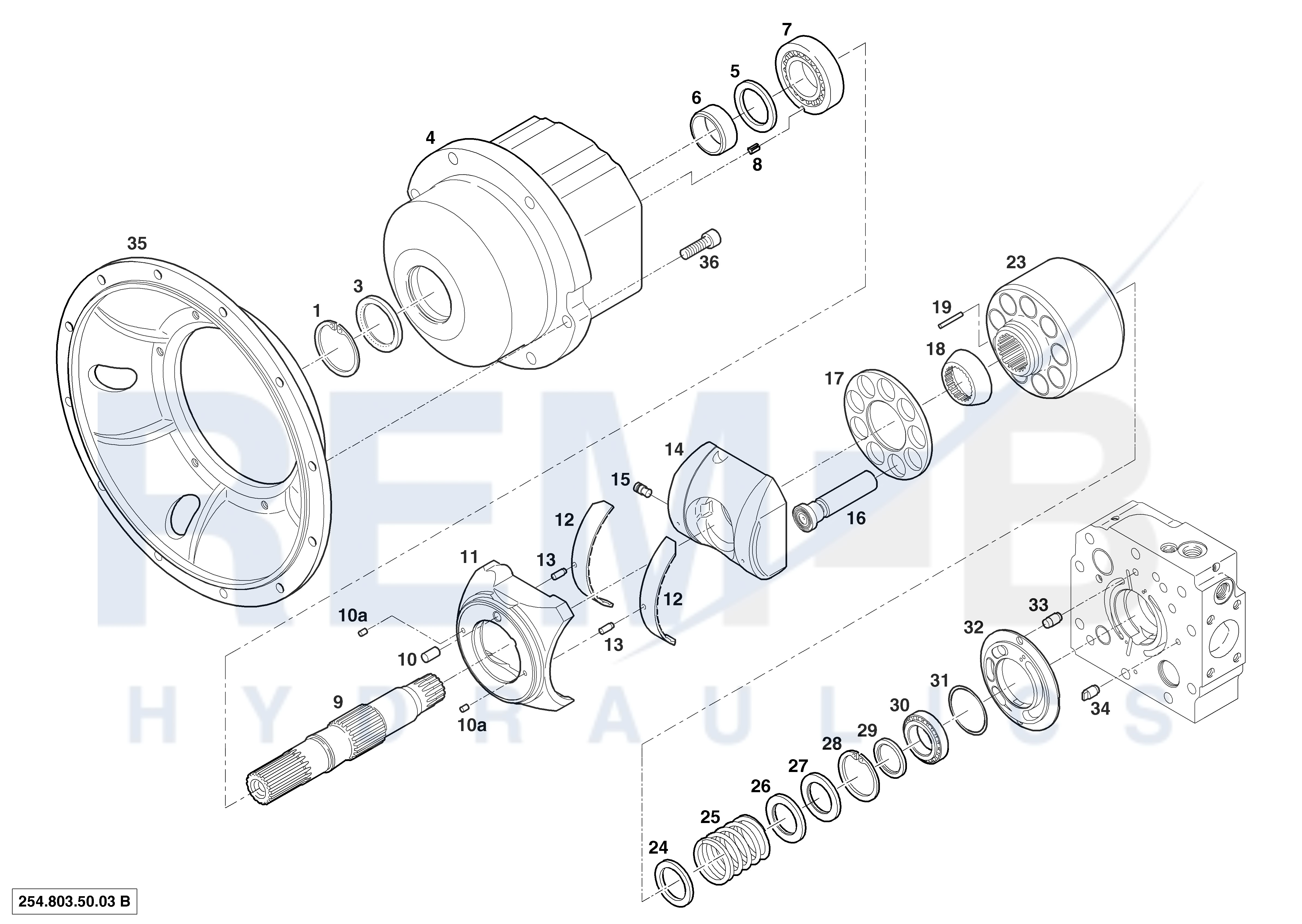 INTERMEDIATE HOUSING, HOUSING, DRIVE SHAFT, CRADLE