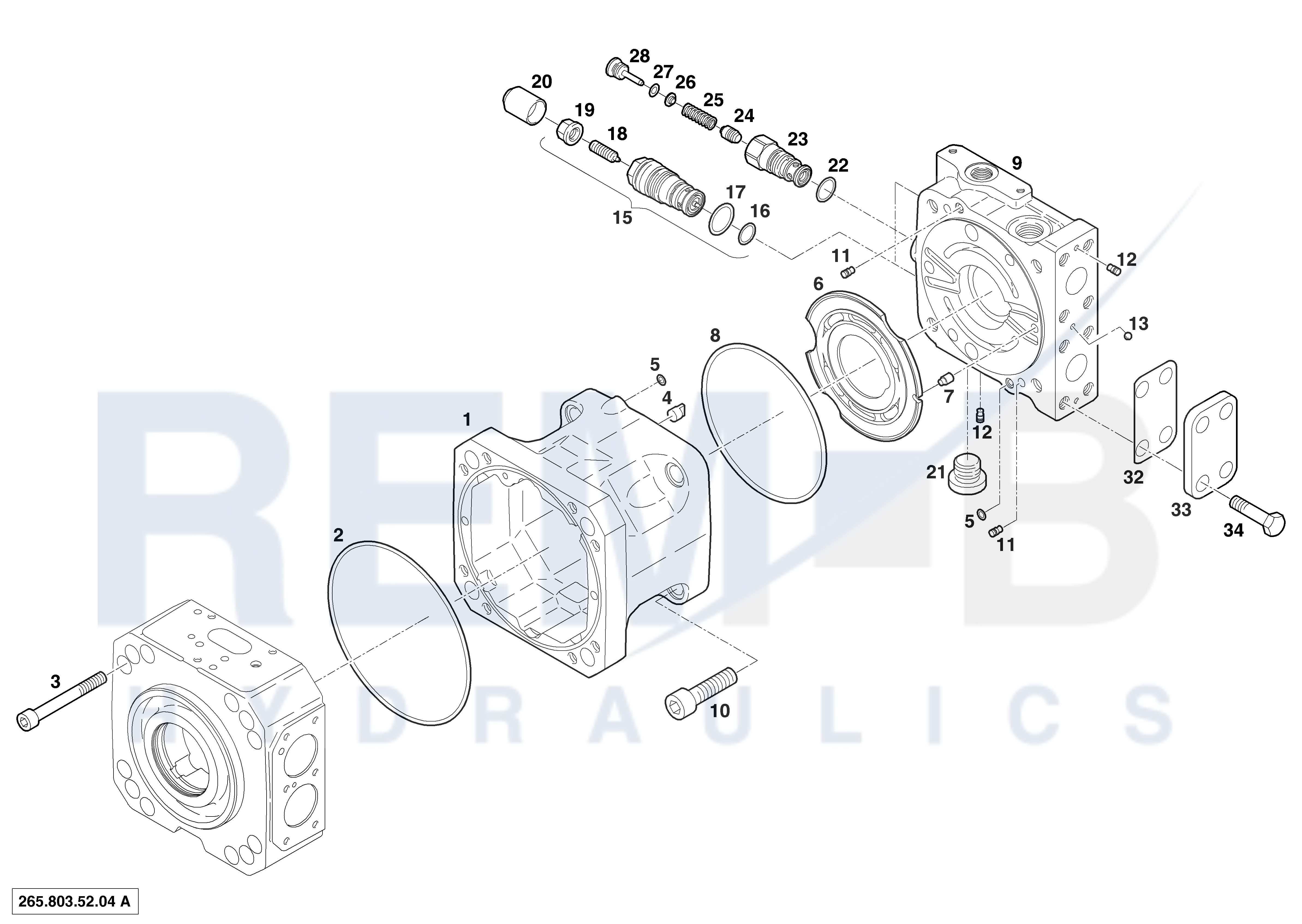 HOUSING, PORT PLATE AND REAR COVER