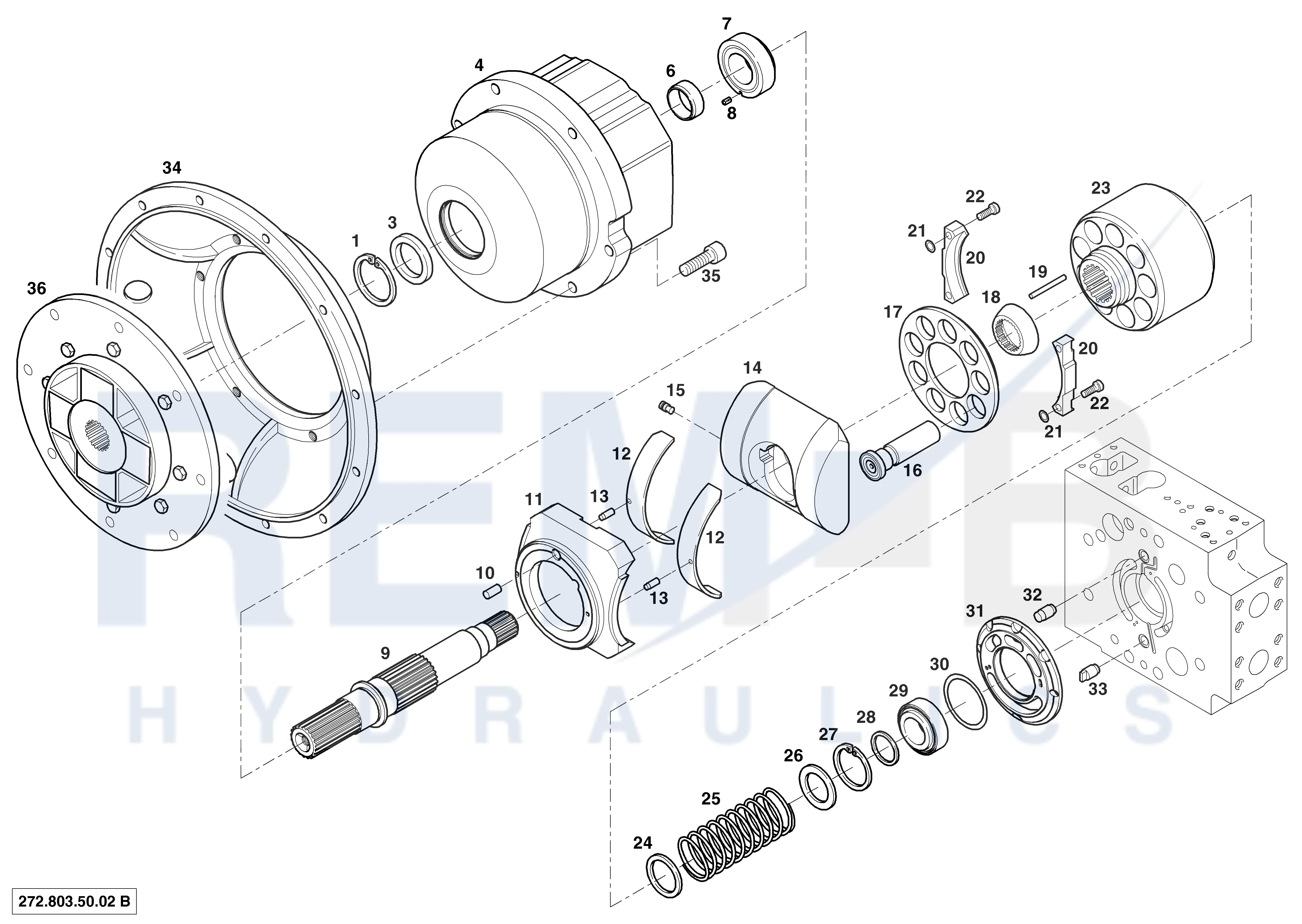 INTERMEDIATE HOUSING, HOUSING, DRIVE SHAFT, CRADLE