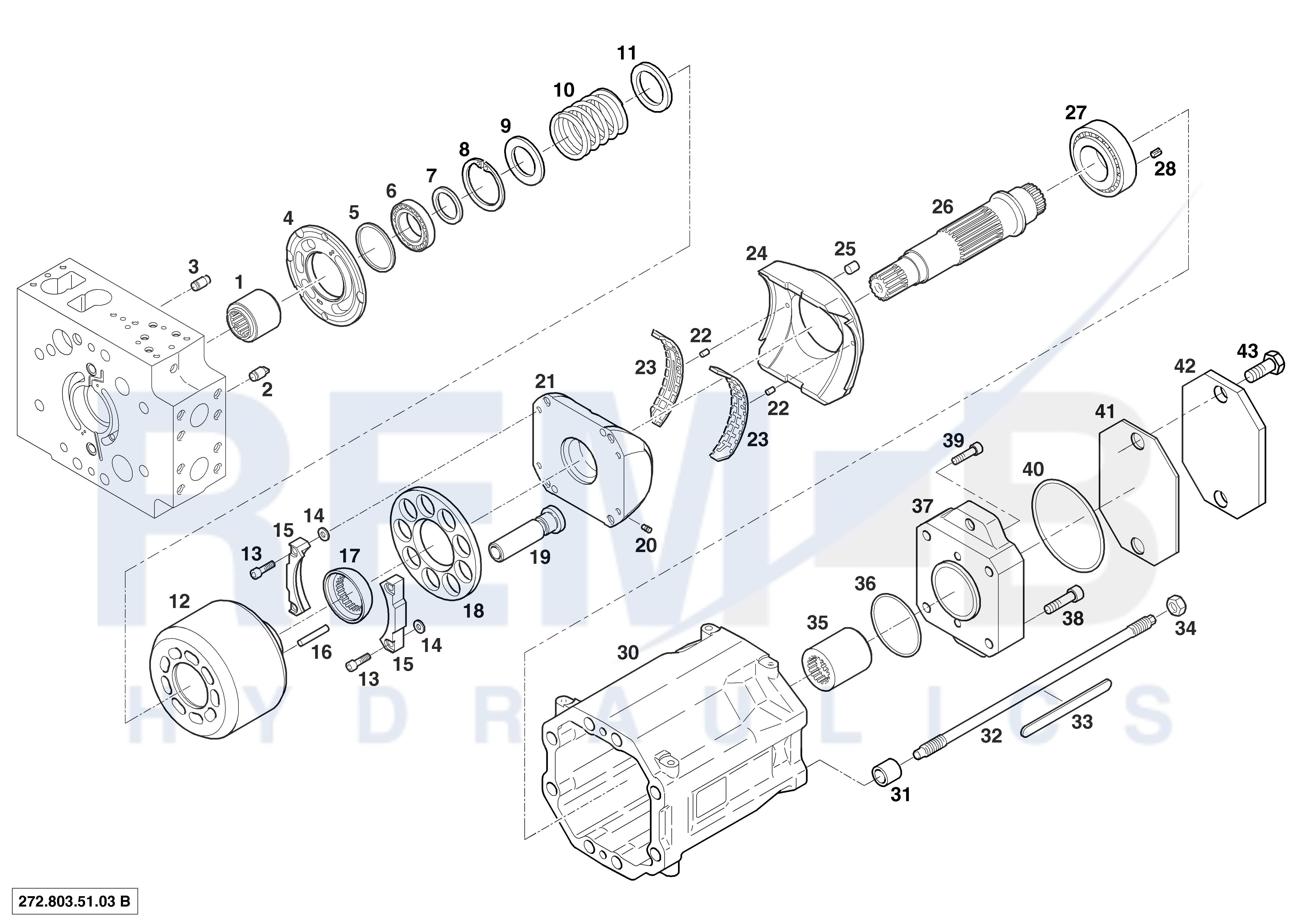 HOUSING, DRIVE SHAFT, CRADLE AND PORT PLATE (PUMP 