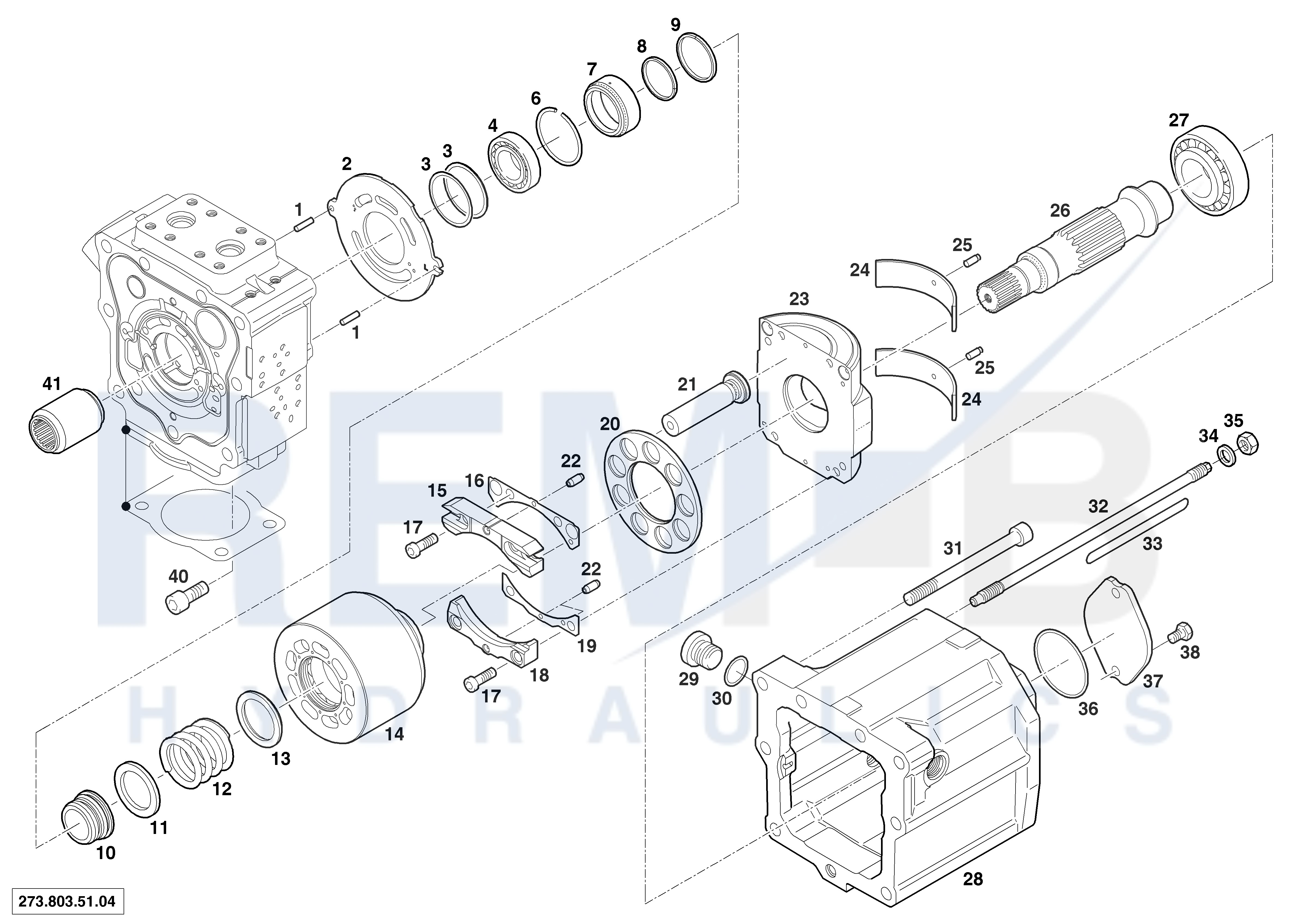 HOUSING, DRIVE SHAFT, CRADLE AND PORT PLATE (PUMP 