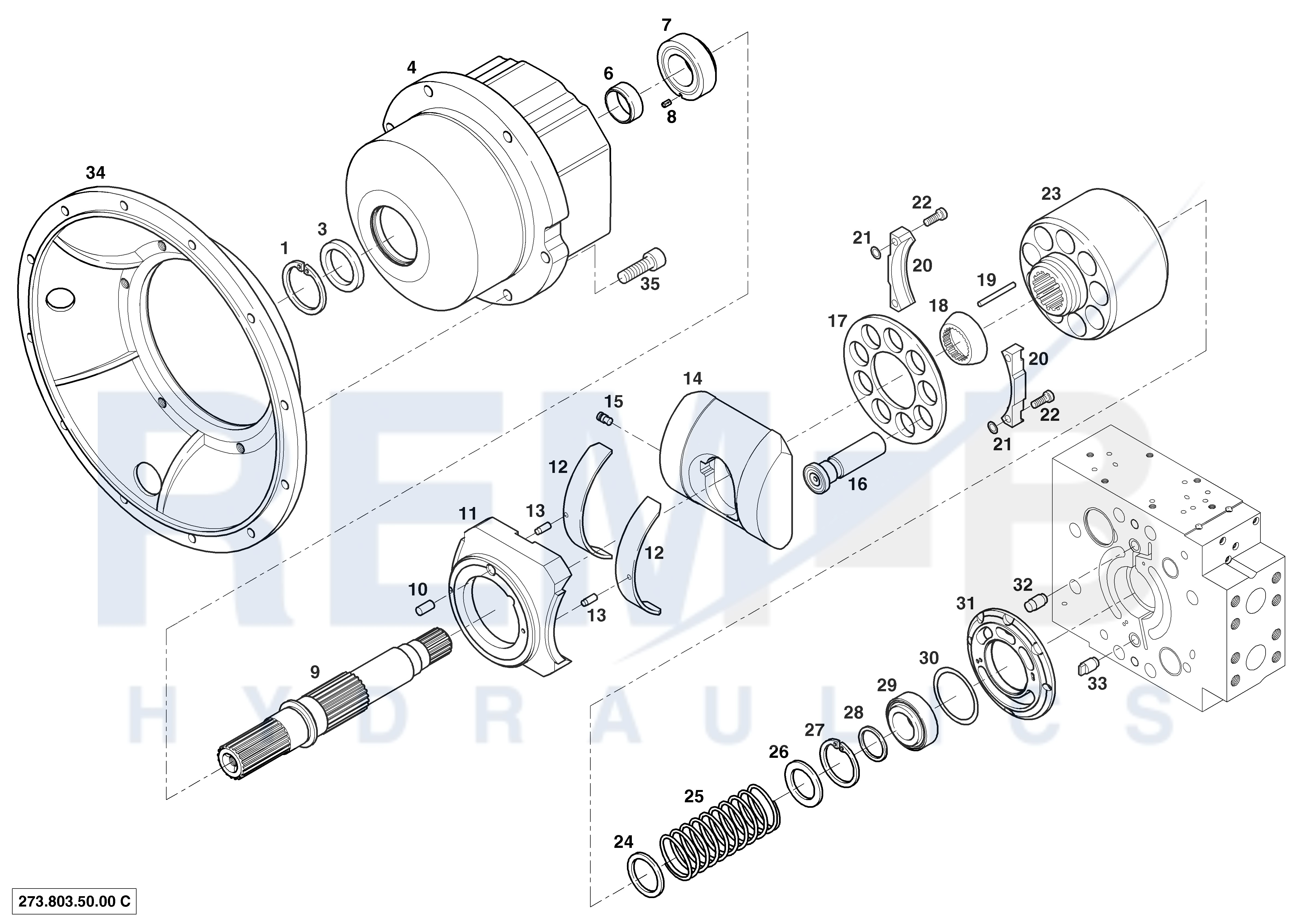 INTERMEDIATE HOUSING, HOUSING, DRIVE SHAFT, CRADLE