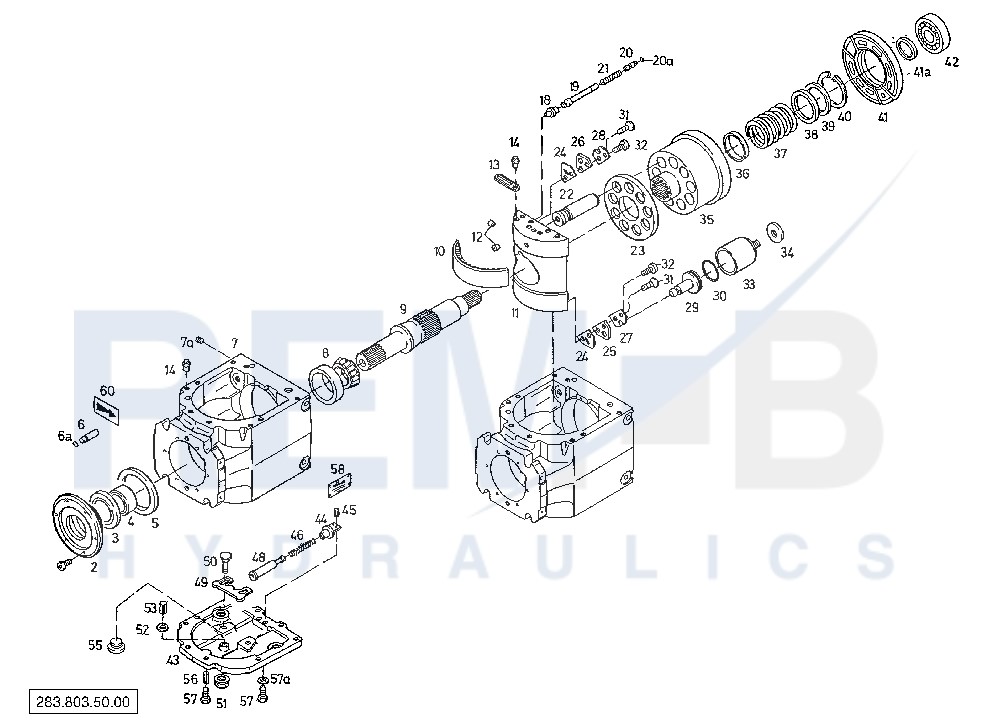 HOUSING, DRIVE SHAFT, CRADLE AND PORT PLATE (PUMP 