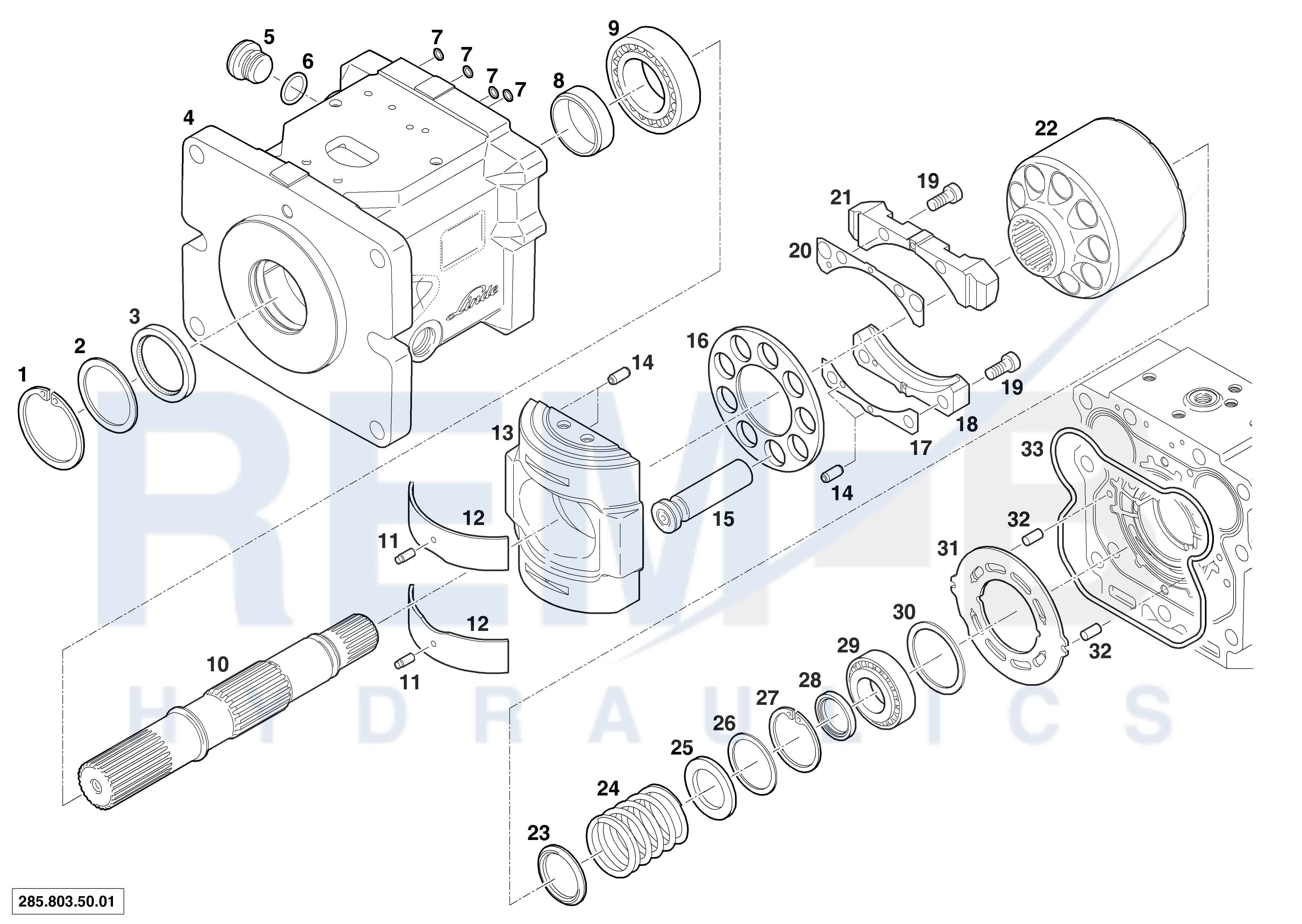 ROTARY GROUP AND HOUSING (MOTOR 1)