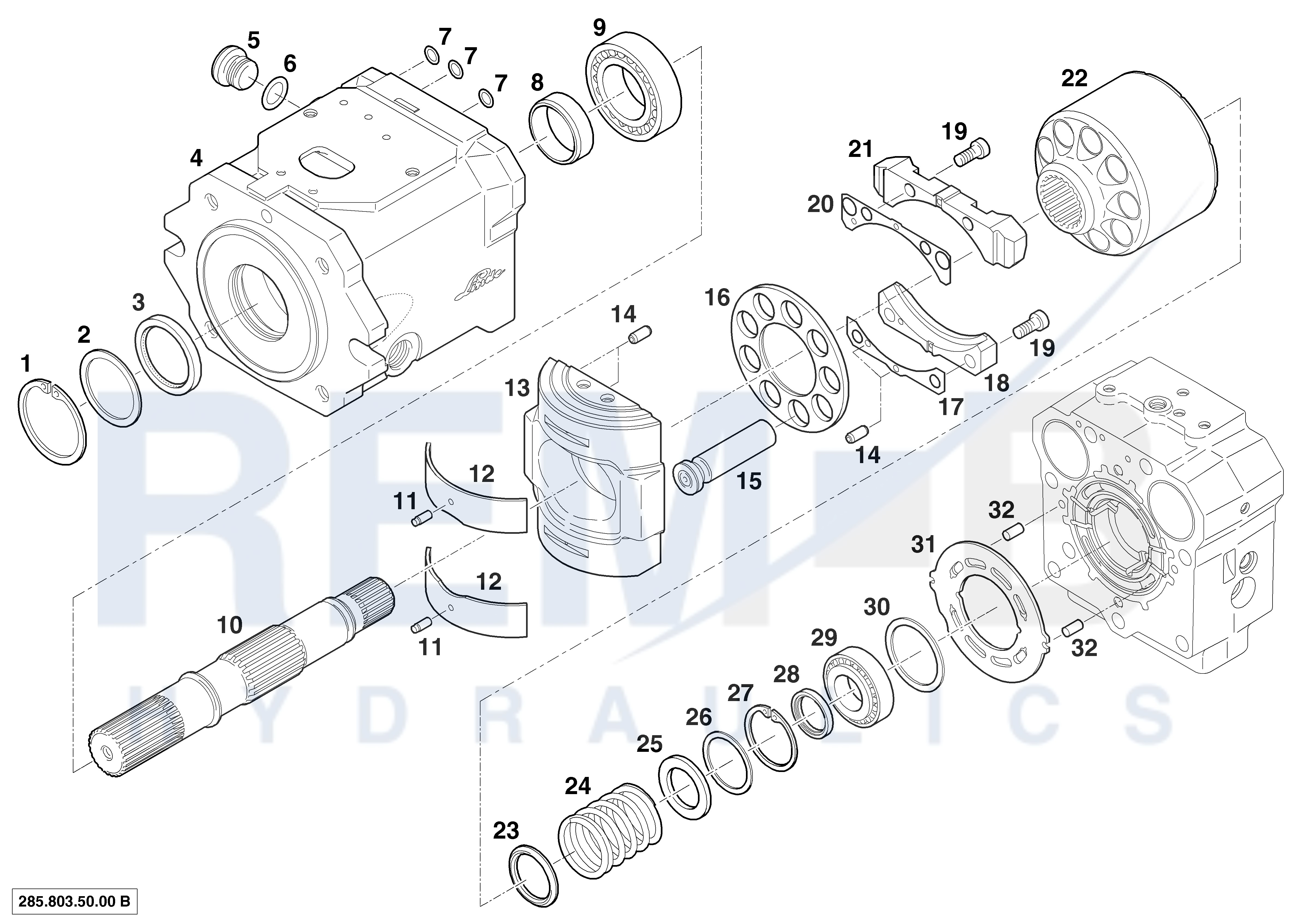 ROTARY GROUP AND HOUSING (MOTOR 1)