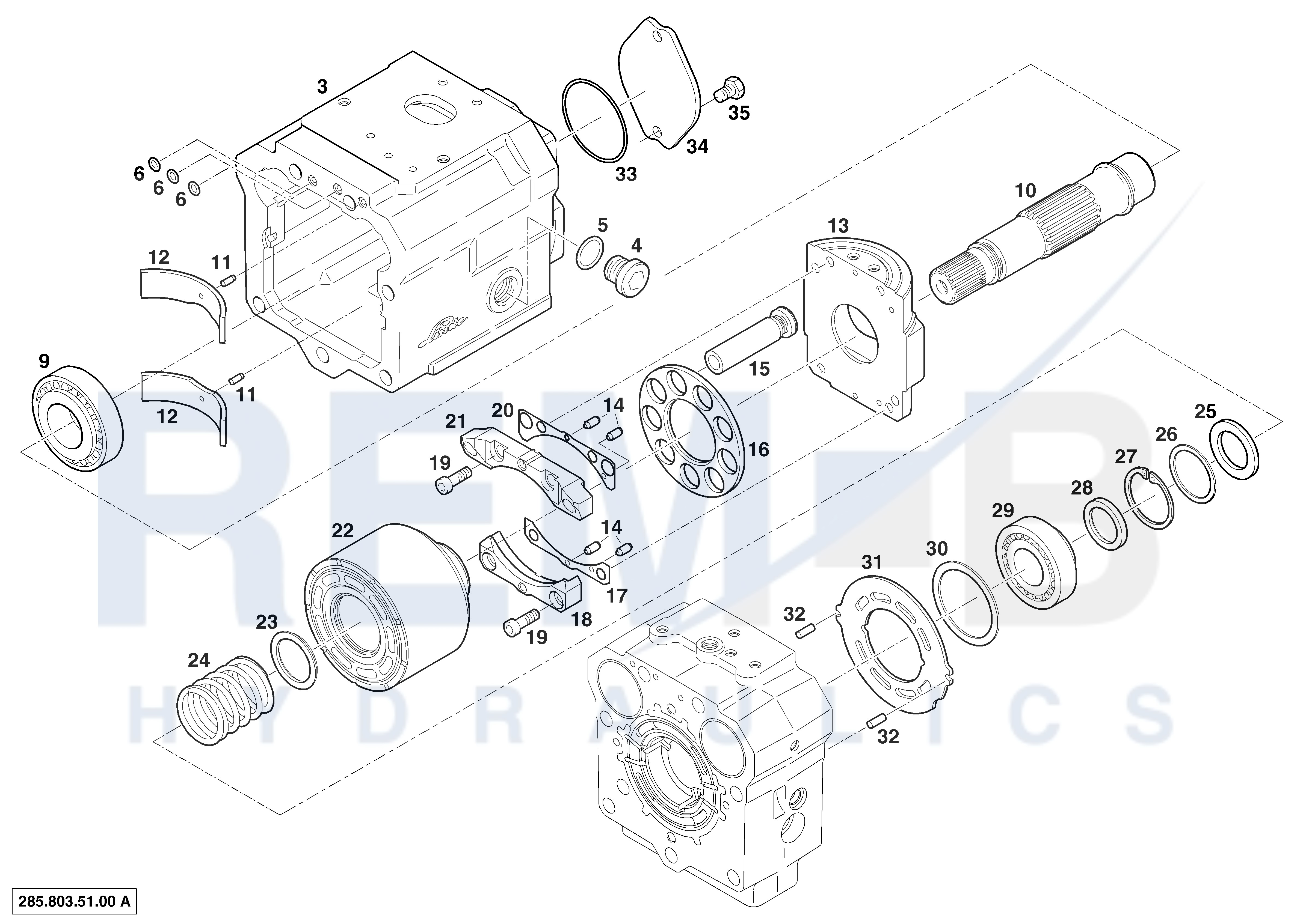 ROTARY GROUP AND HOUSING (MOTOR 2)