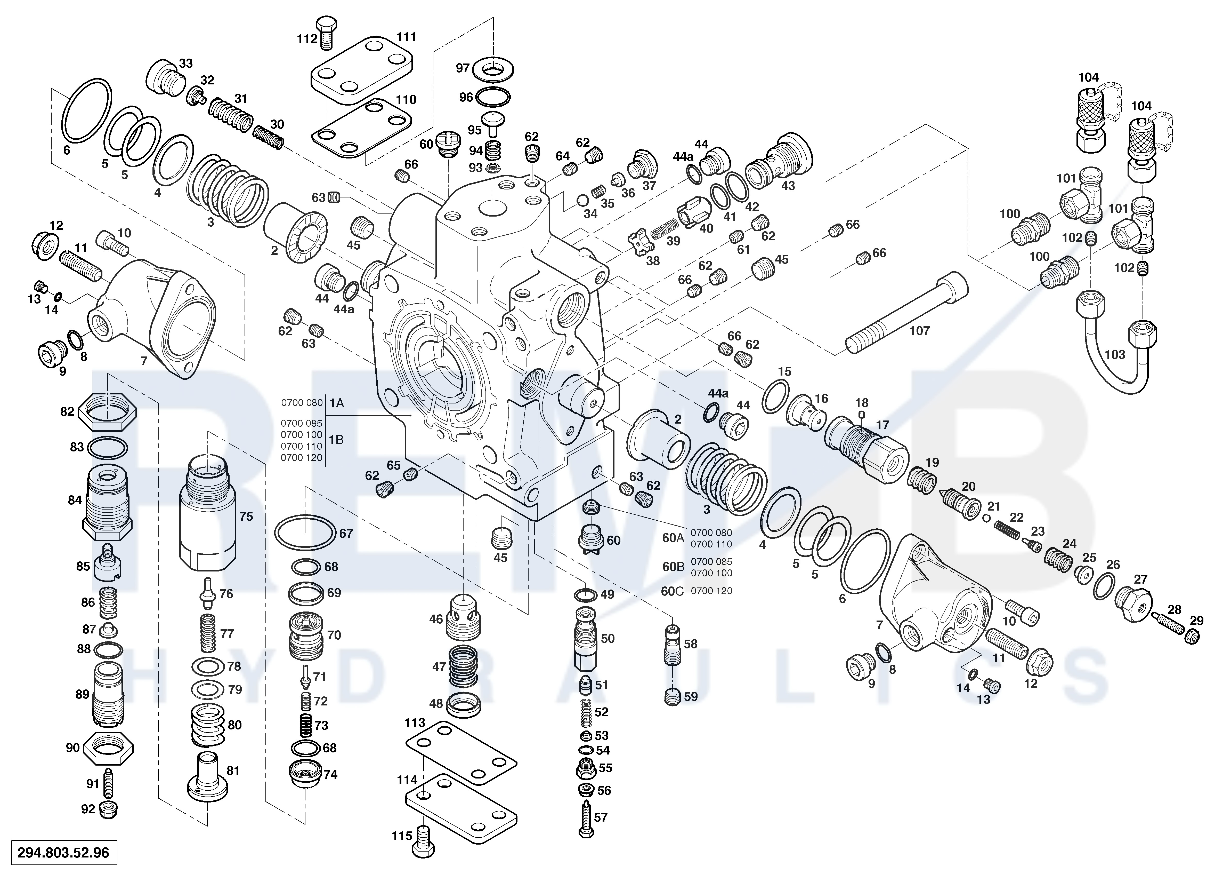 REAR COVER WITH VW18 AND PRIORITY VALVE [0700]