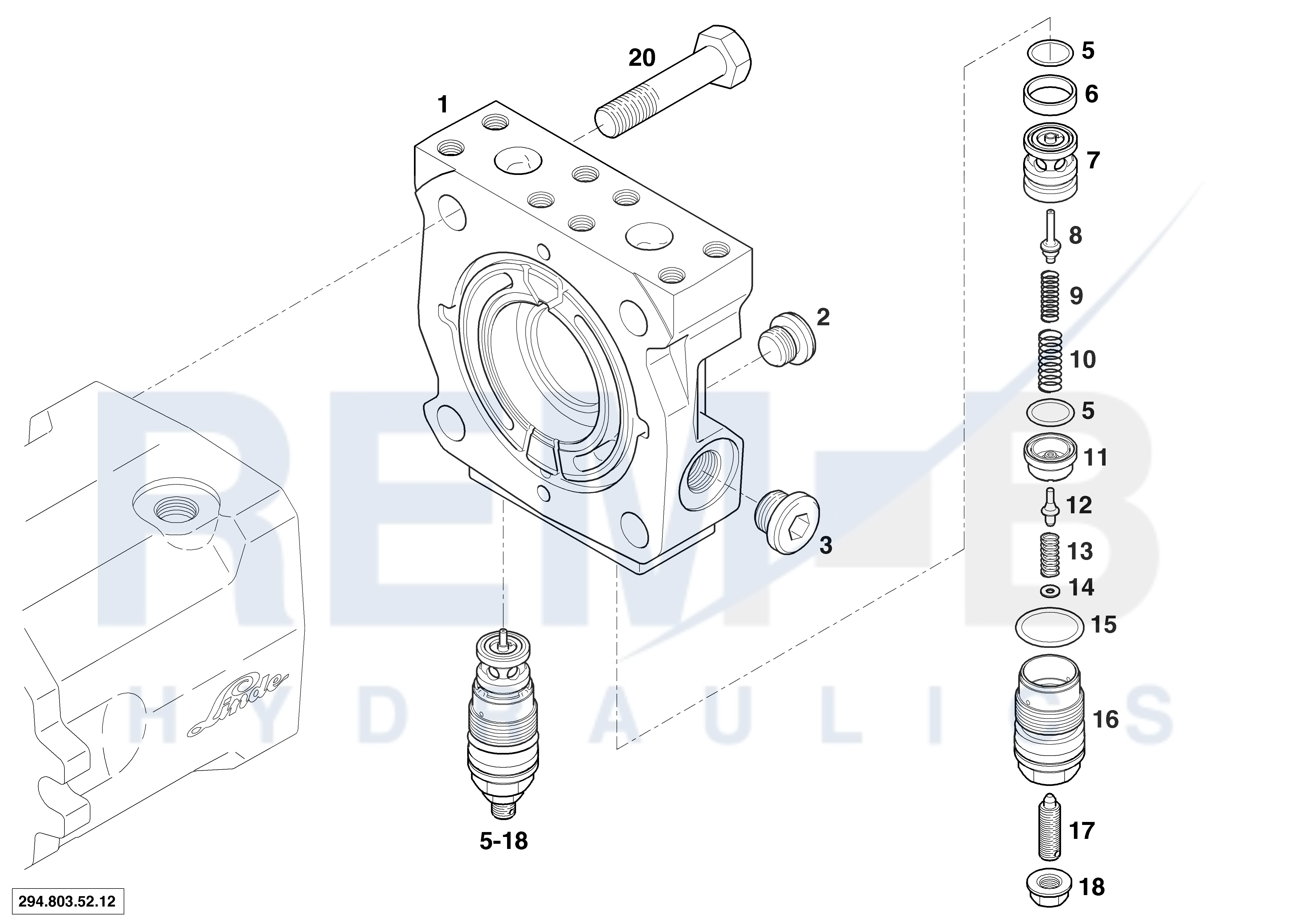 REAR COVER AND PRESSURE CONTROL VALVE VD20-04