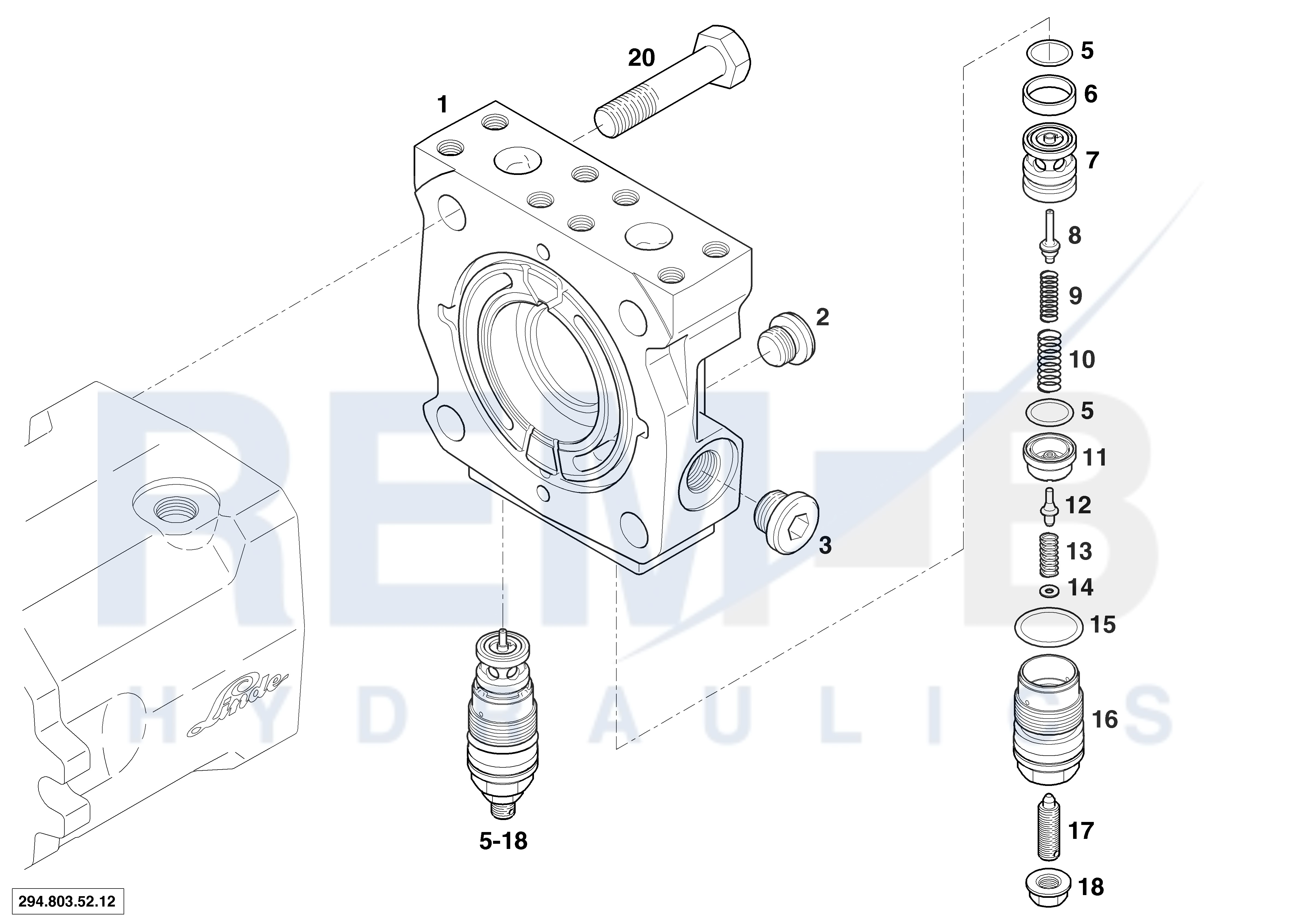 PORT PLATE HOUSING AND PRESSURE RELIEF VALVE VD20-