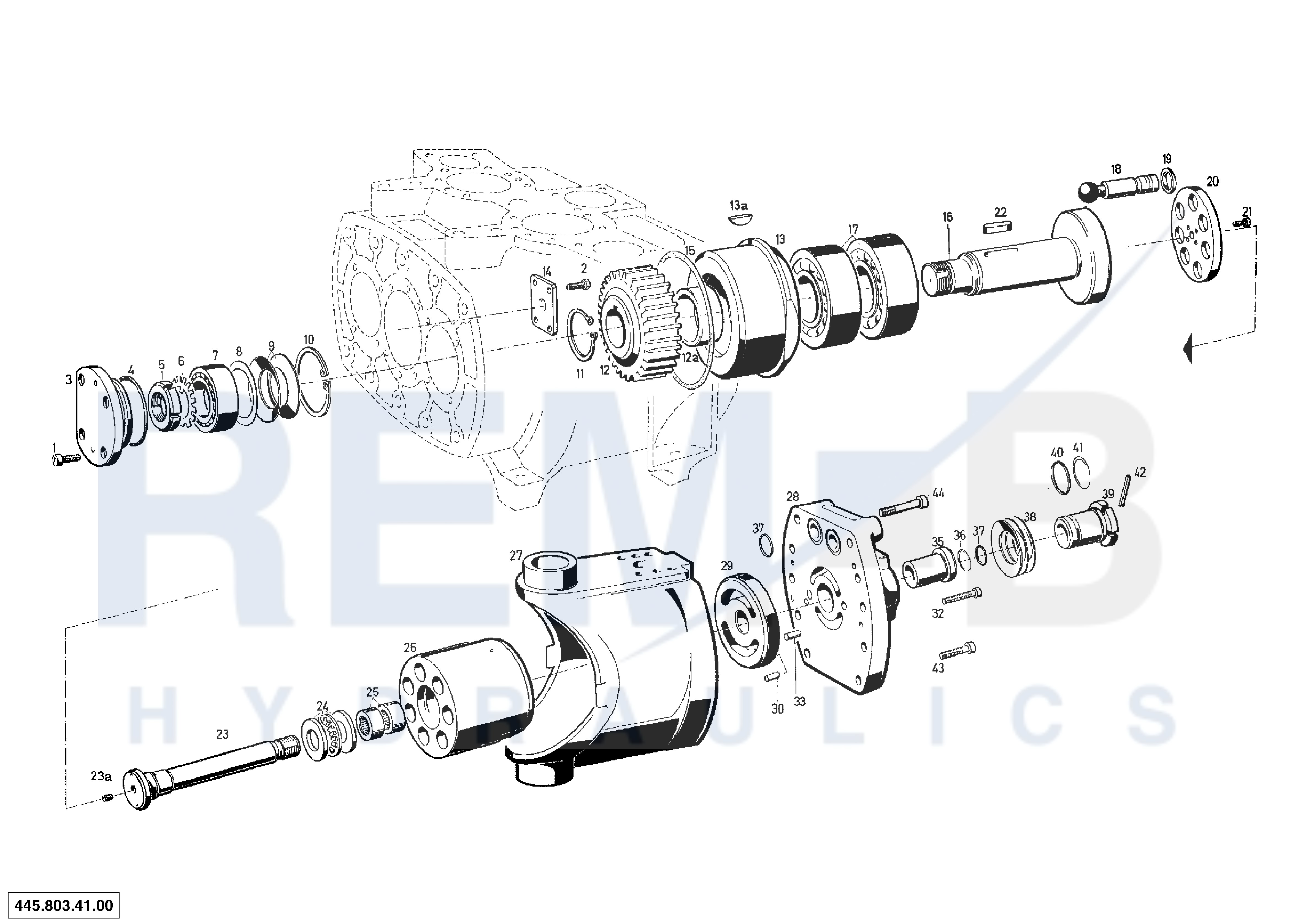 DRIVE SHAFT, PORT PLATE AND SWASH PLATE HOUSING