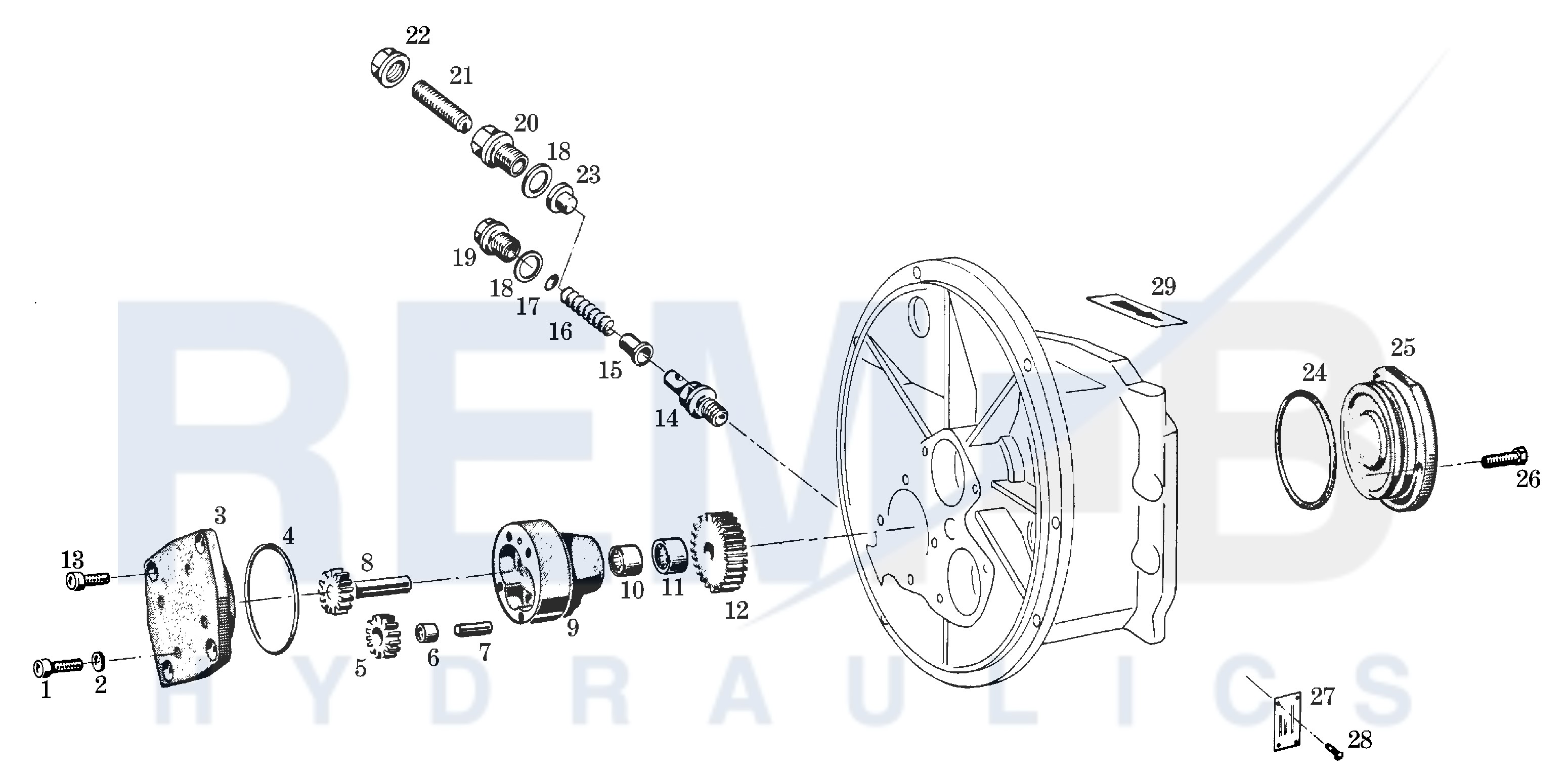 GEAR PUMP,CONTROL PRESSURE VALVE AND COVER