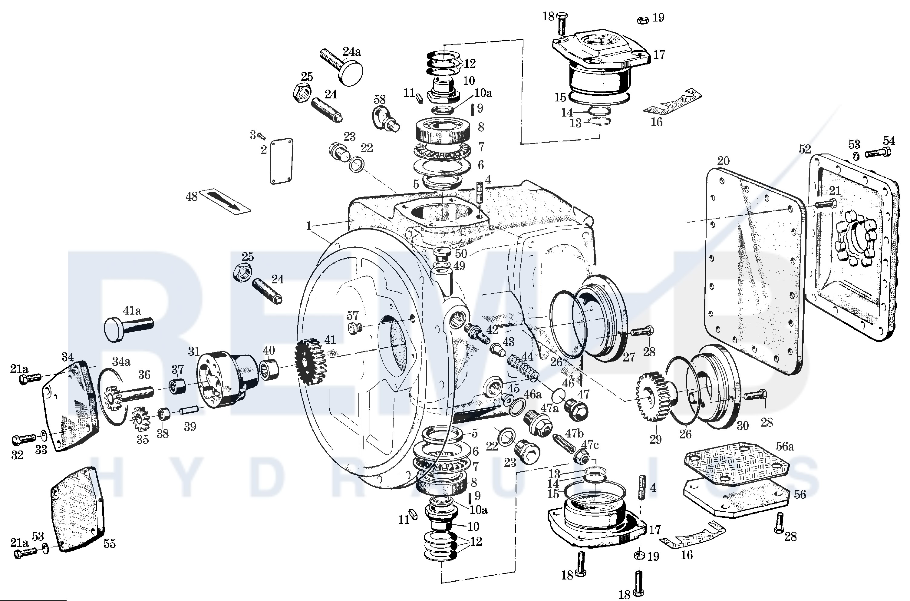 HOUSING, FLANGE, GEAR PUMP AND COVER