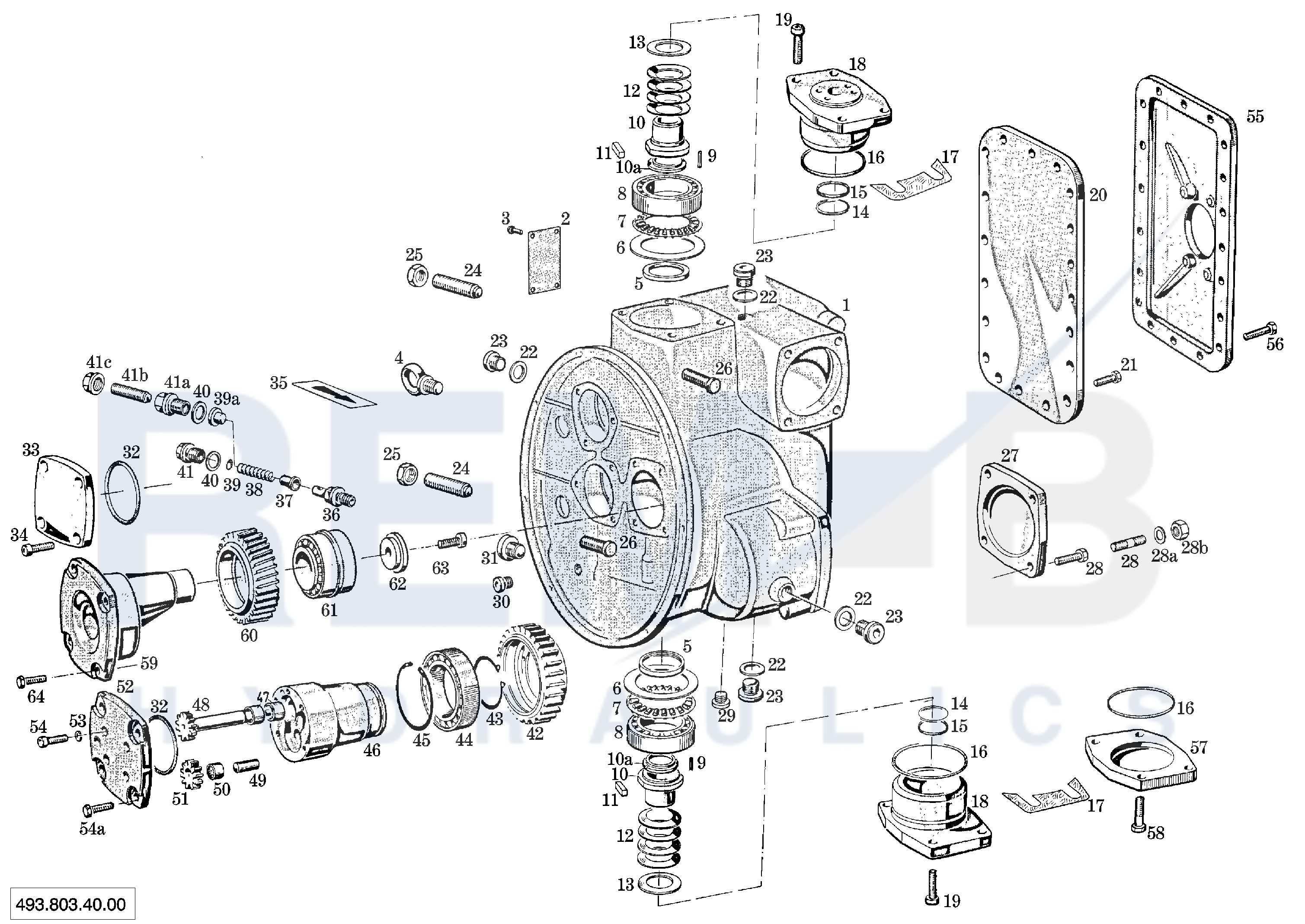 HOUSING, FLANGE, GEAR PUMP AND COVER