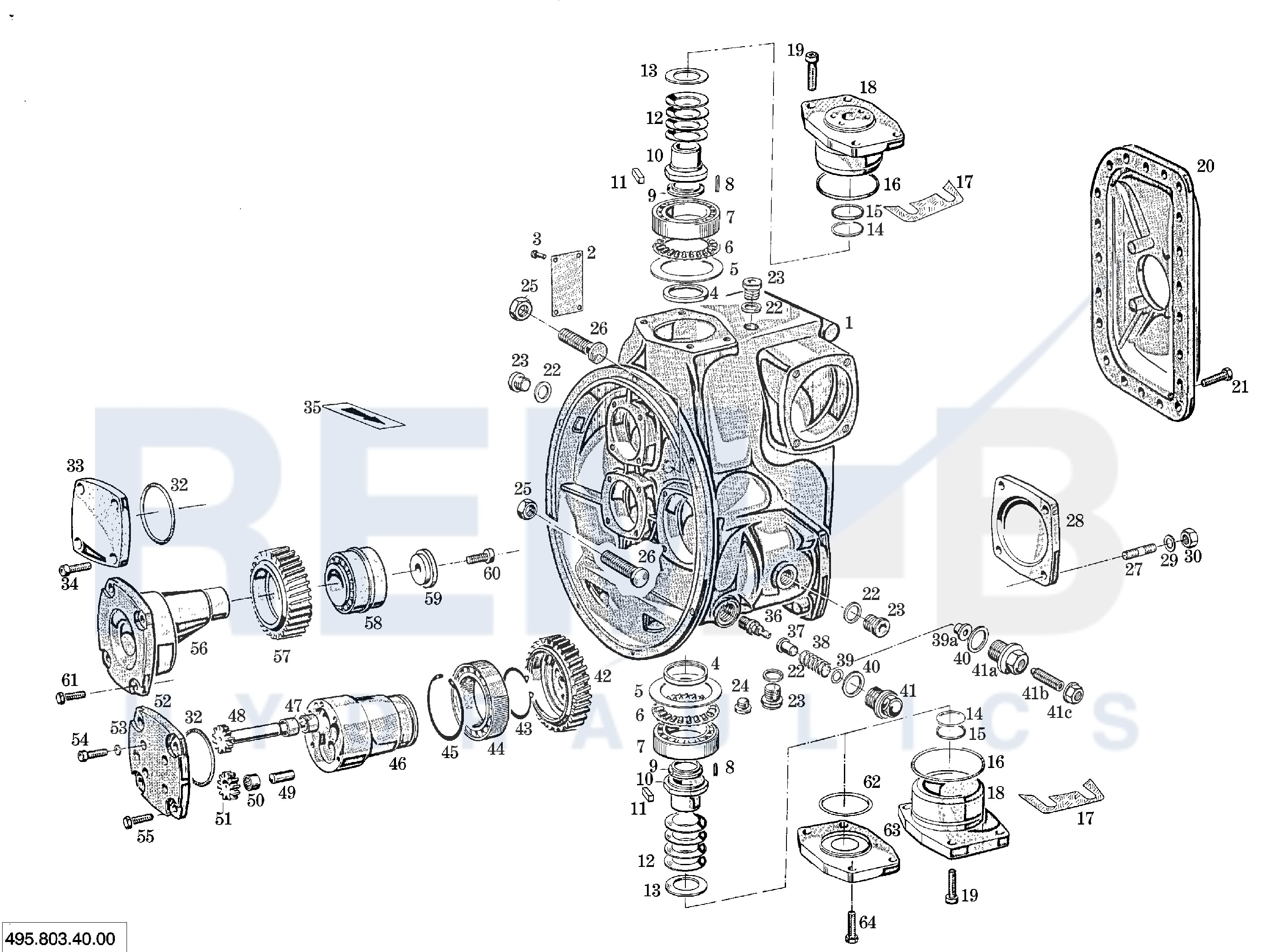 HOUSING, FLANGE, GEAR PUMP AND COVER