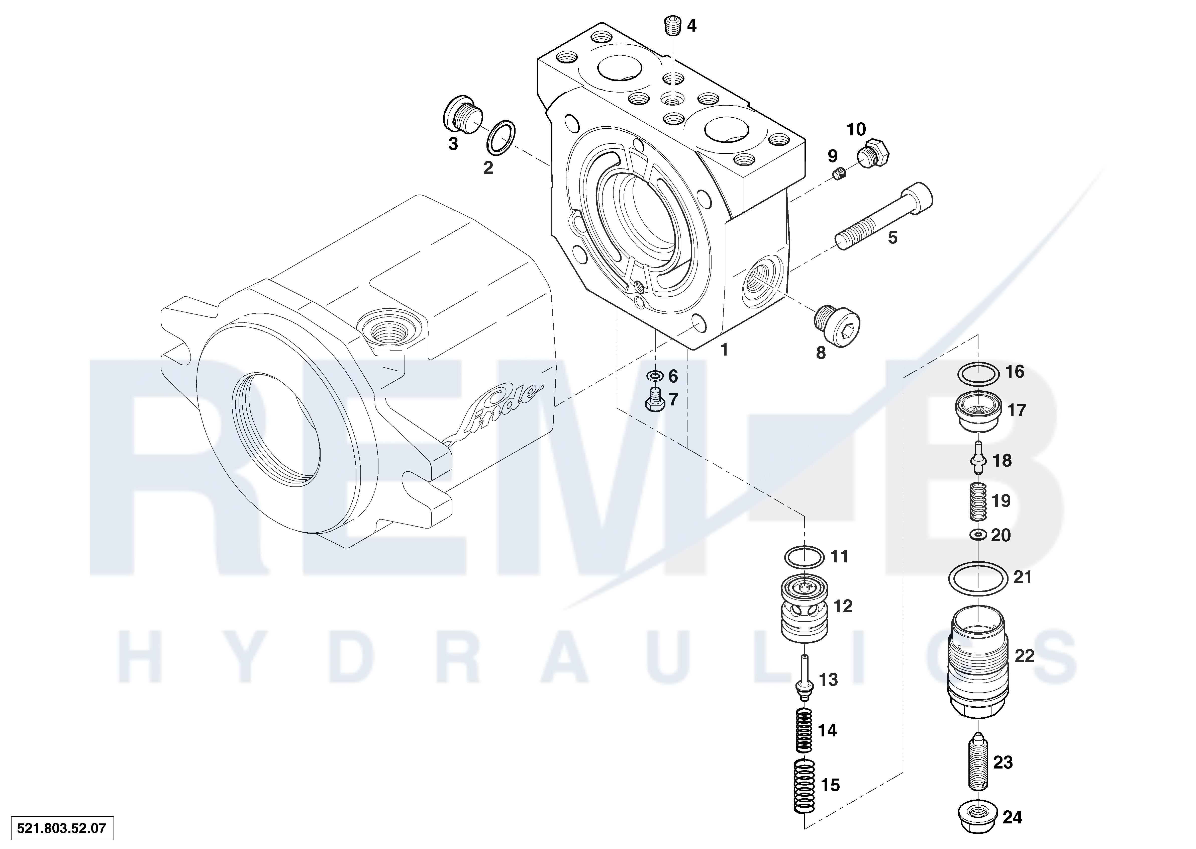 REAR COVER AND PRESSURE CONTROL VALVE VD20-03