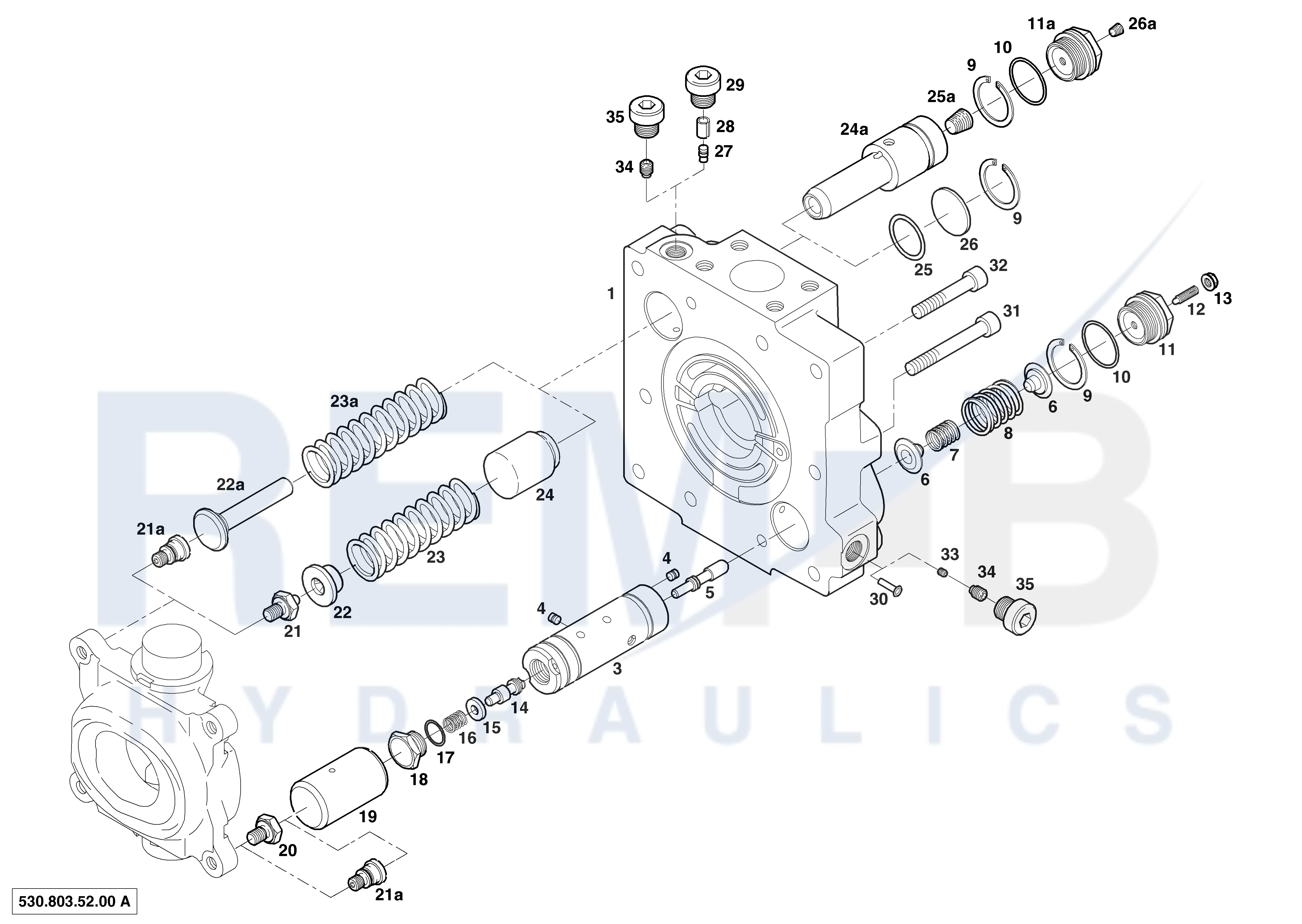 PORT PLATE HOUSING AND PRESSURE CUT-OFF