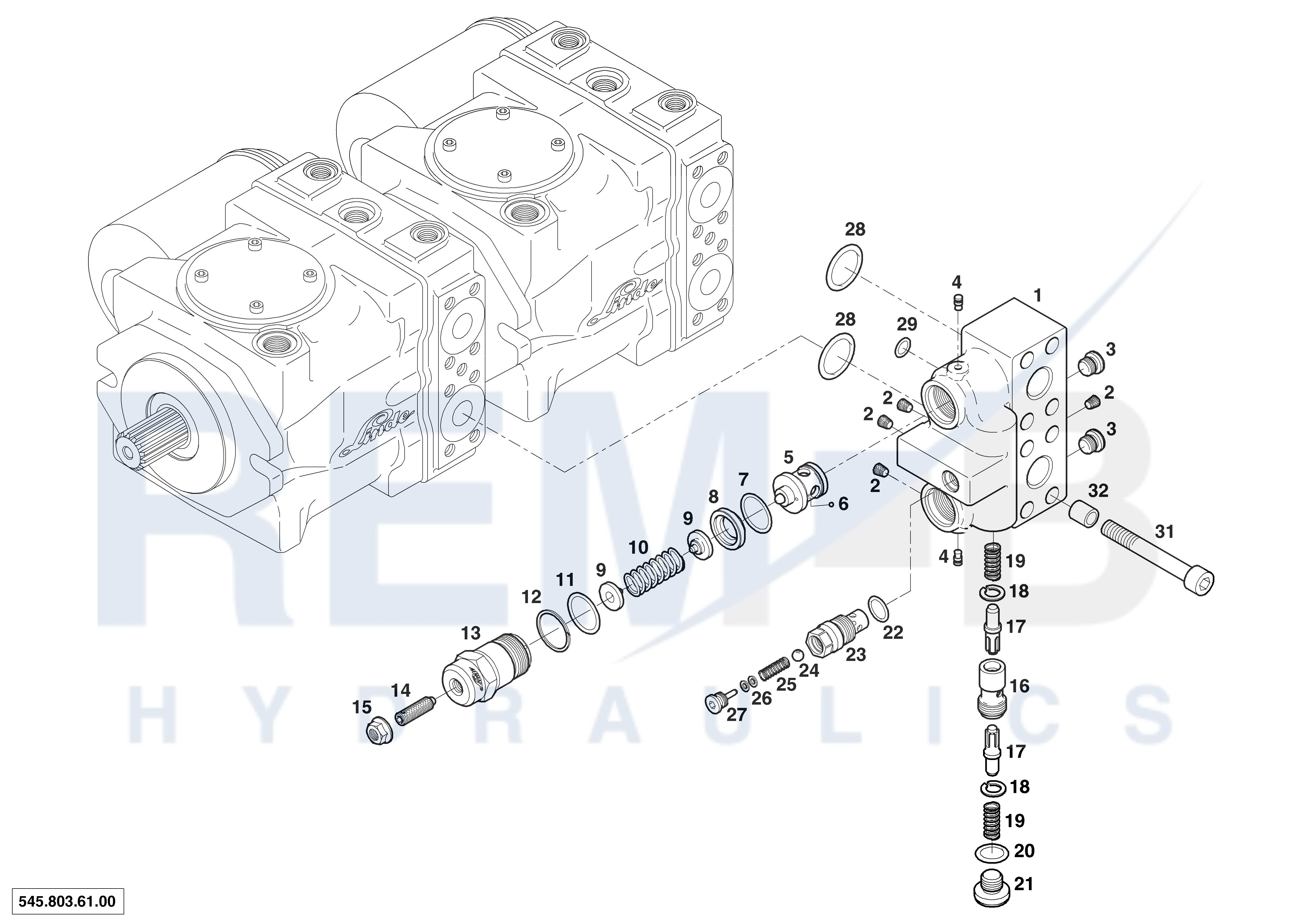 PRESSURE RELIEF- AND SOLENOID VALVE BLOCK SAE 3/4"