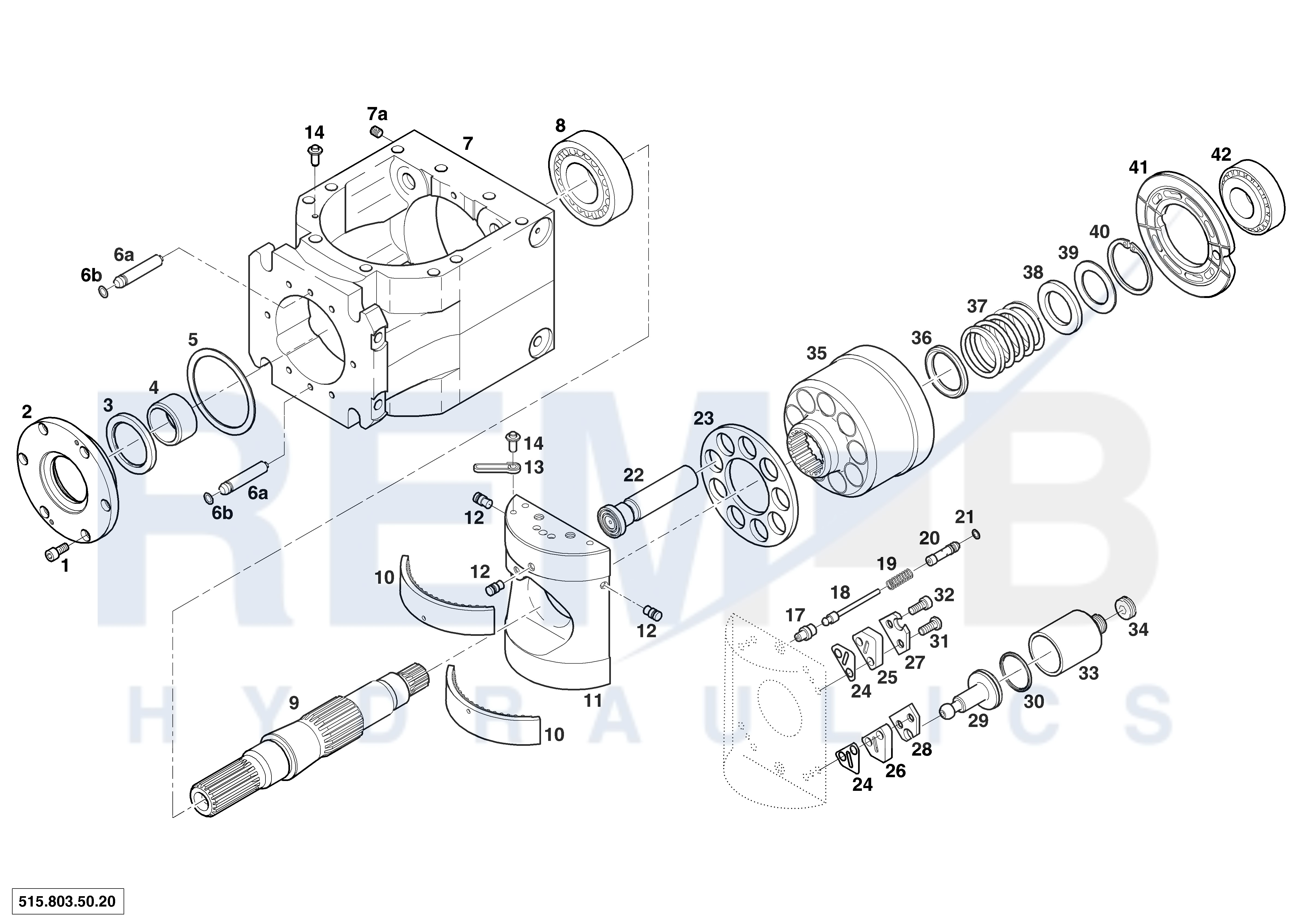 HOUSING, DRIVE SHAFT, CRADLE AND PORT PLATE