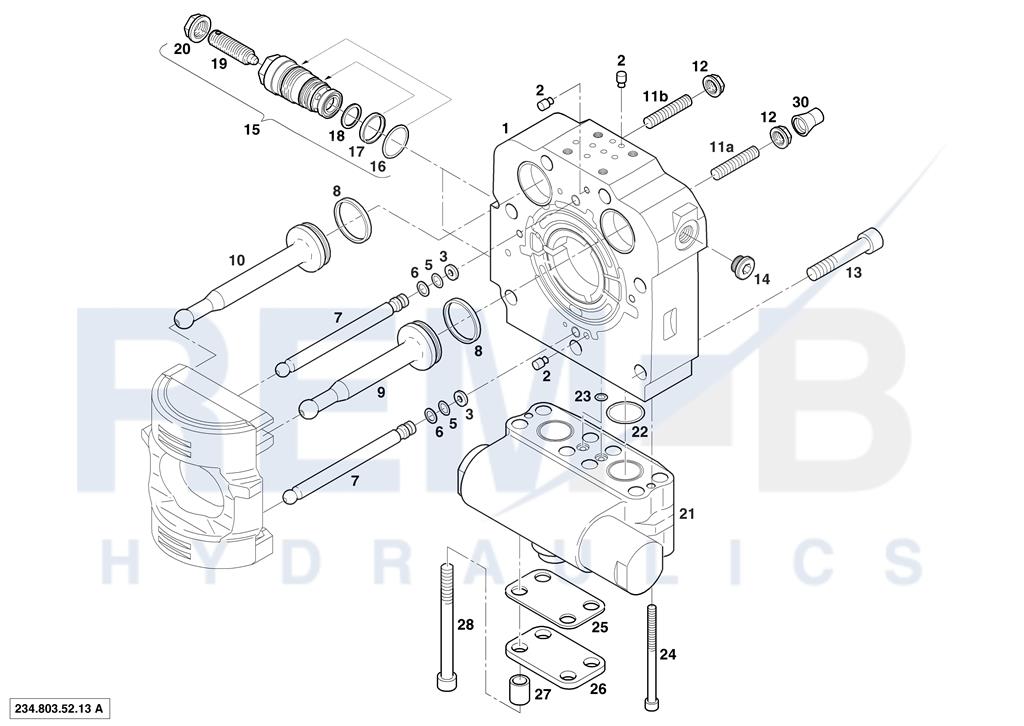 PORT PLATE HOUSING, PRESSURE RELIEF VALVE AND BRAK