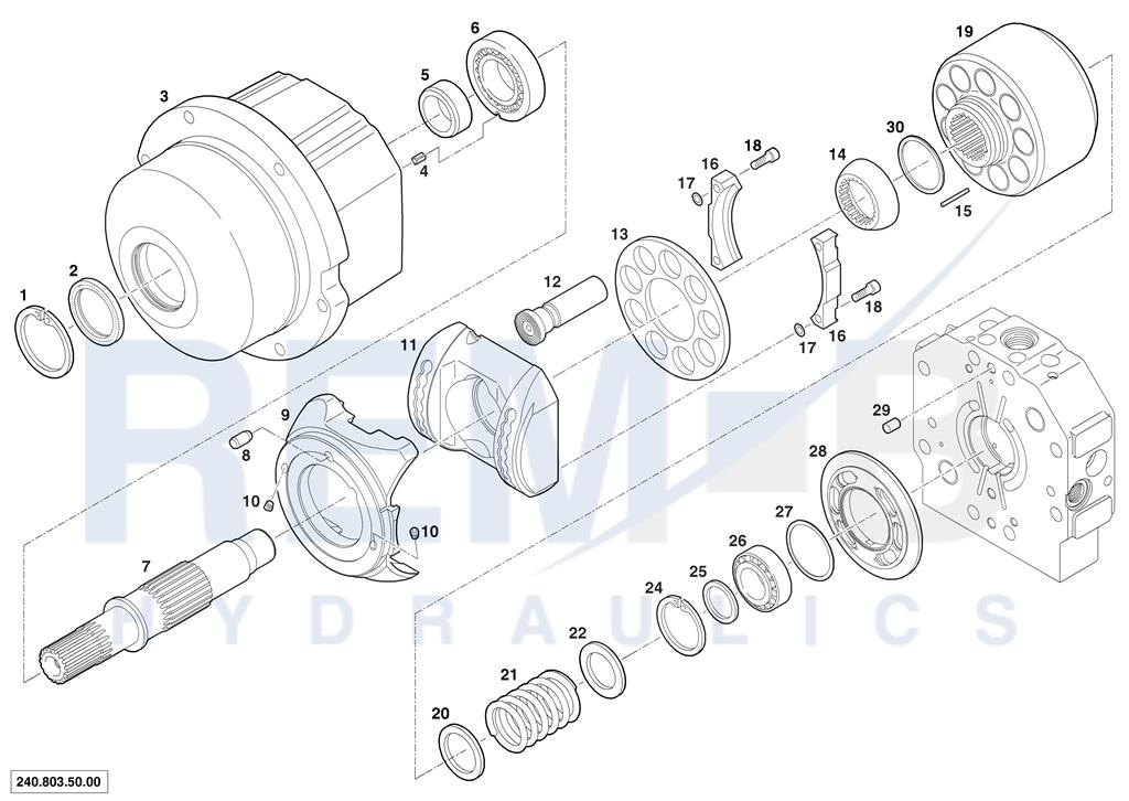 HOUSING, DRIVE SHAFT, CRADLE AND PORT PLATE