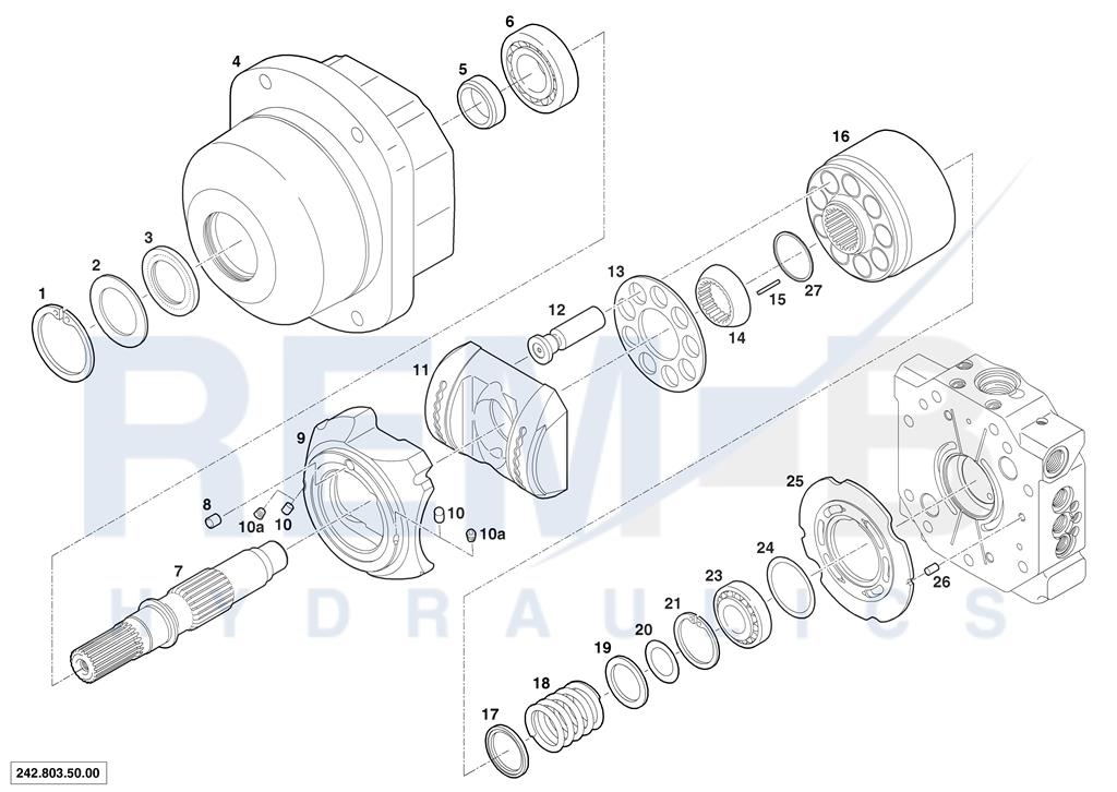 HOUSING, DRIVE SHAFT, CRADLE AND PORT PLATE