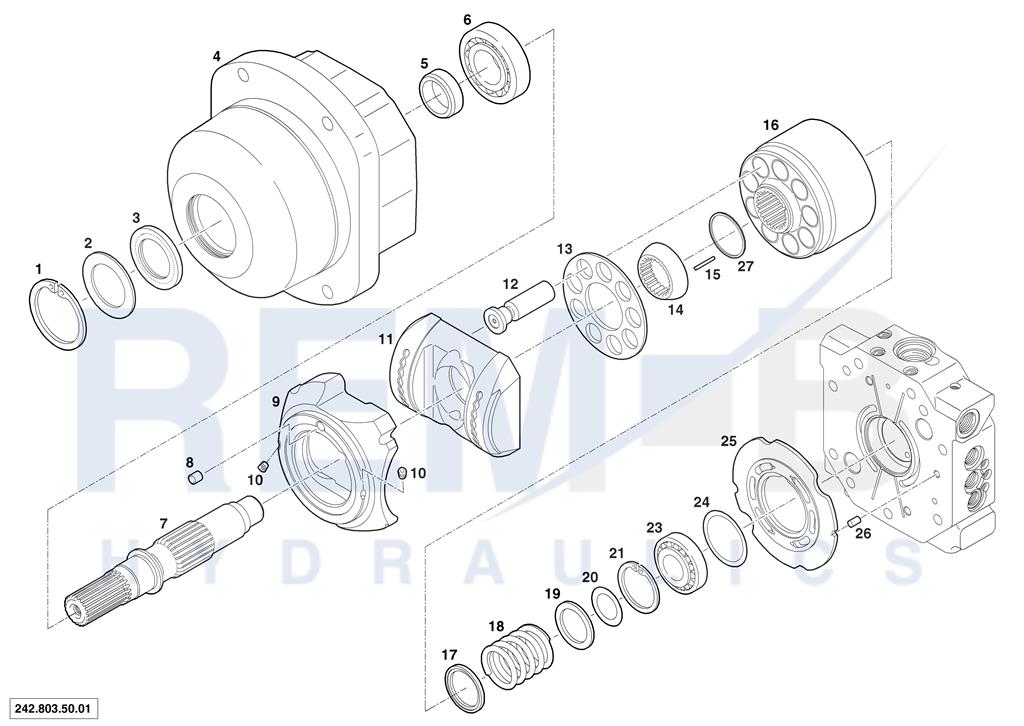 HOUSING, DRIVE SHAFT, CRADLE AND PORT PLATE