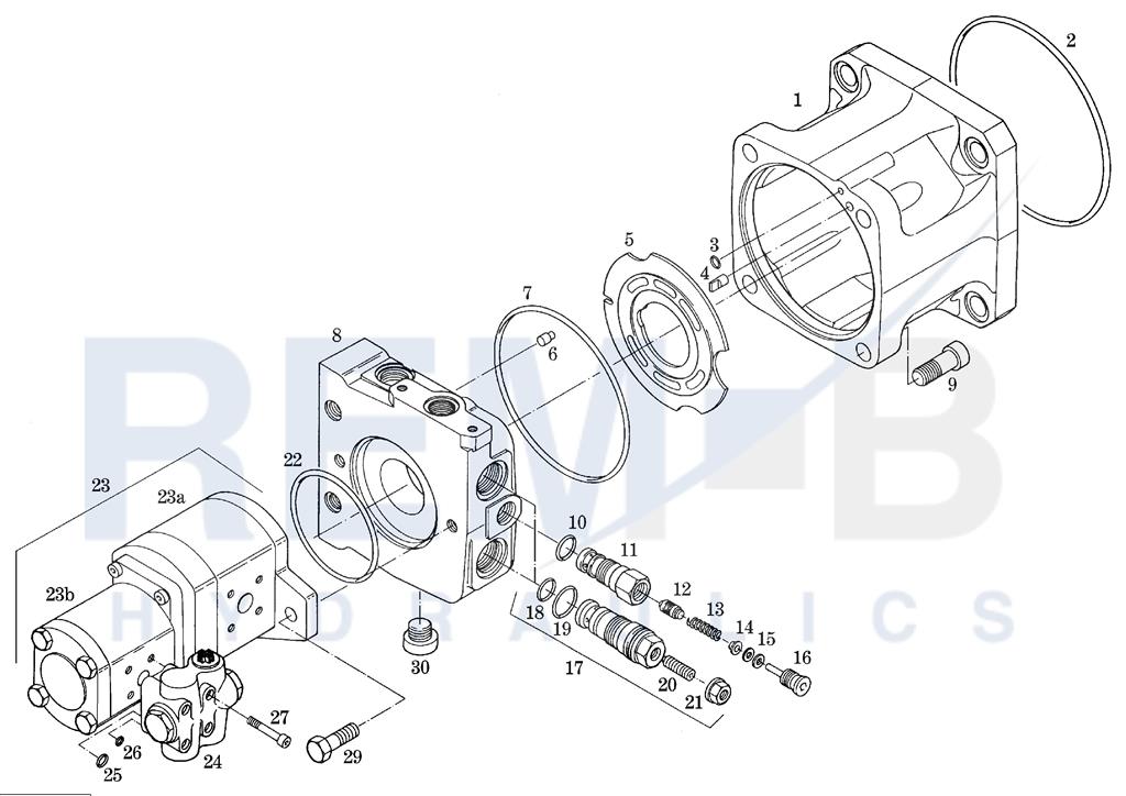 HOUSING, PORT PLATE, PORT PLATE HOUSING AND GEAR P