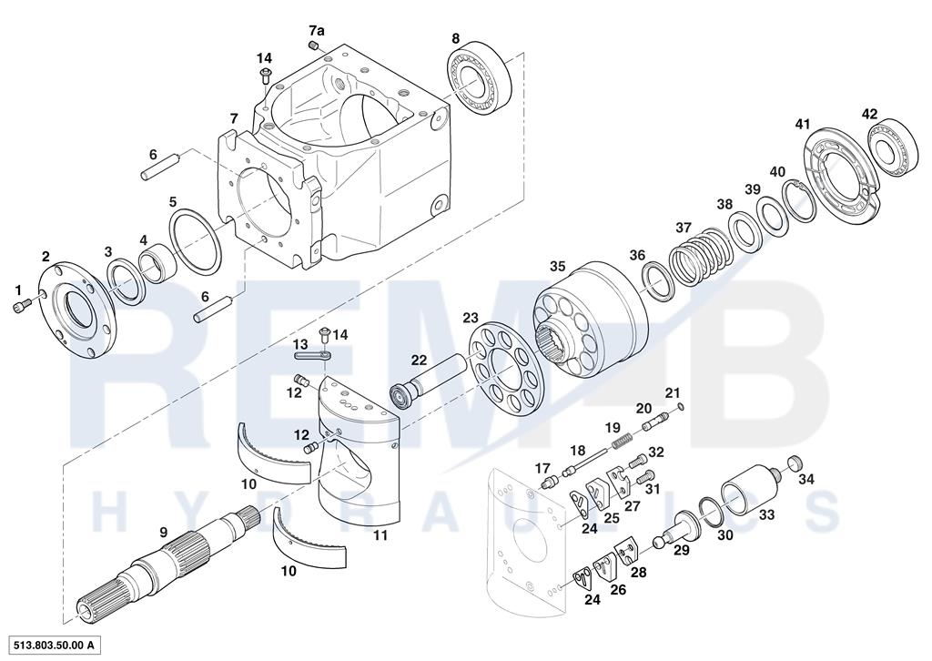 HOUSING, DRIVE SHAFT, CRADLE AND PORT PLATE