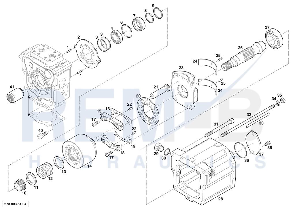 HOUSING, DRIVE SHAFT, CRADLE AND PORT PLATE (PUMP 