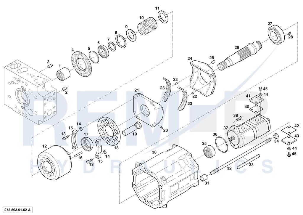 HOUSING, DRIVE SHAFT, CRADLE AND PORT PLATE (PUMP 