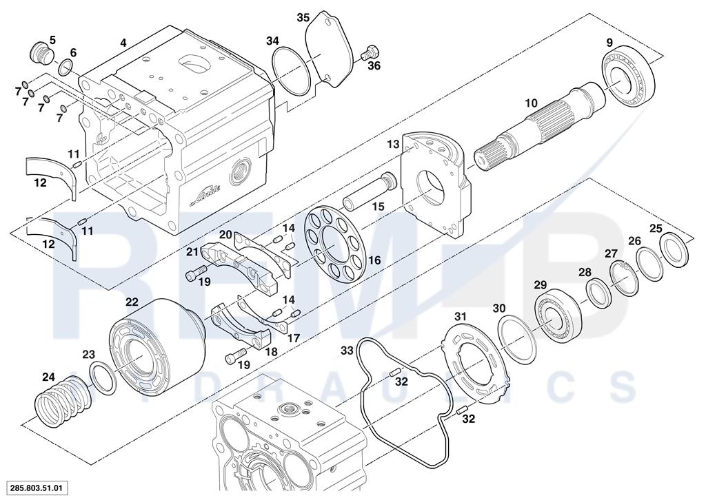 ROTARY GROUP AND HOUSING (MOTOR 2)