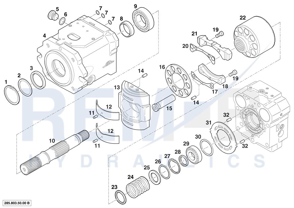 ROTARY GROUP AND HOUSING (MOTOR 1)