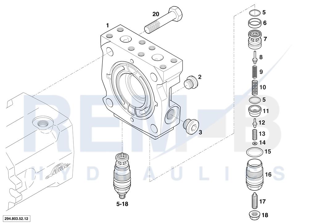 REAR COVER AND PRESSURE CONTROL VALVE VD20-04