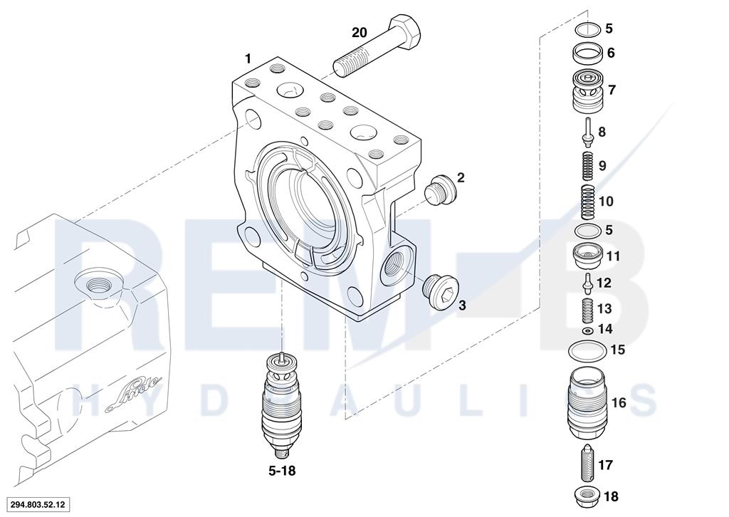 PORT PLATE HOUSING AND PRESSURE RELIEF VALVE VD20-