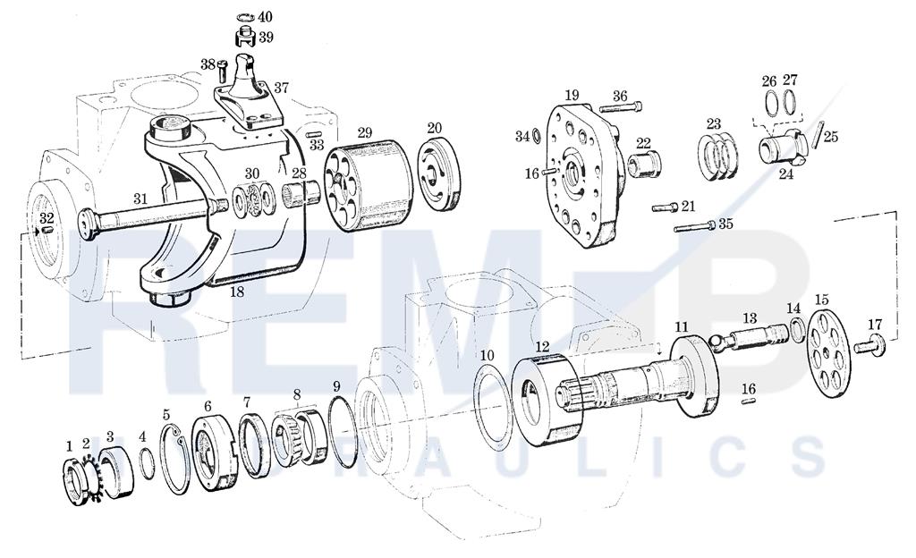 DRIVE SHAFT, PORT PLATE AND PUMP HOUSING