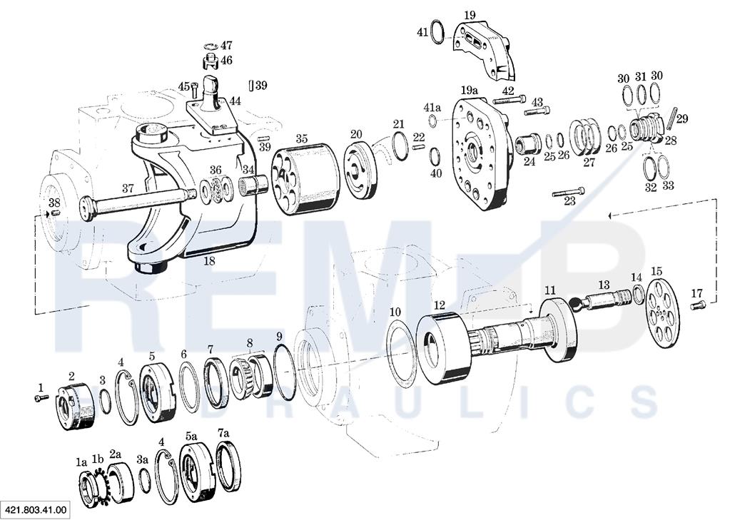 DRIVE SHAFT, PORT PLATE AND PUMP HOUSING