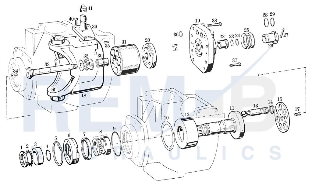 DRIVE SHAFT, PORT PLATE AND PUMP HOUSING