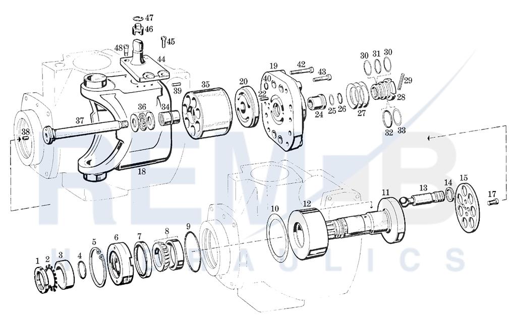 DRIVE SHAFT, PORT PLATE AND PUMP HOUSING
