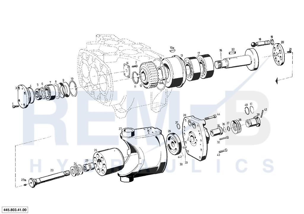 DRIVE SHAFT, PORT PLATE AND SWASH PLATE HOUSING