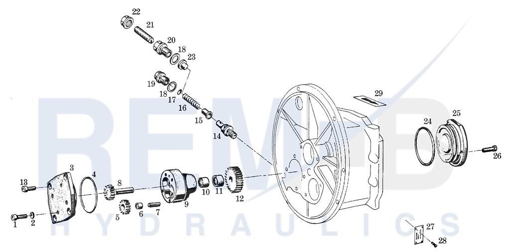 GEAR PUMP,CONTROL PRESSURE VALVE AND COVER