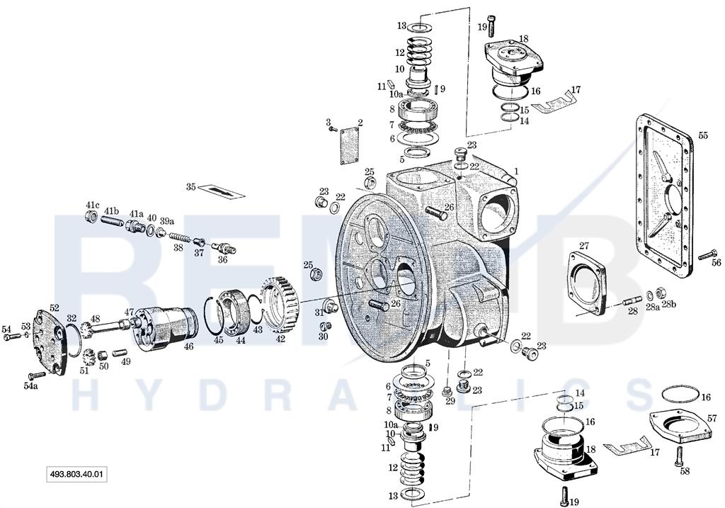 COVER HOUSING, MOUNTING FLANGE, GEAR PUMP AND HOUS