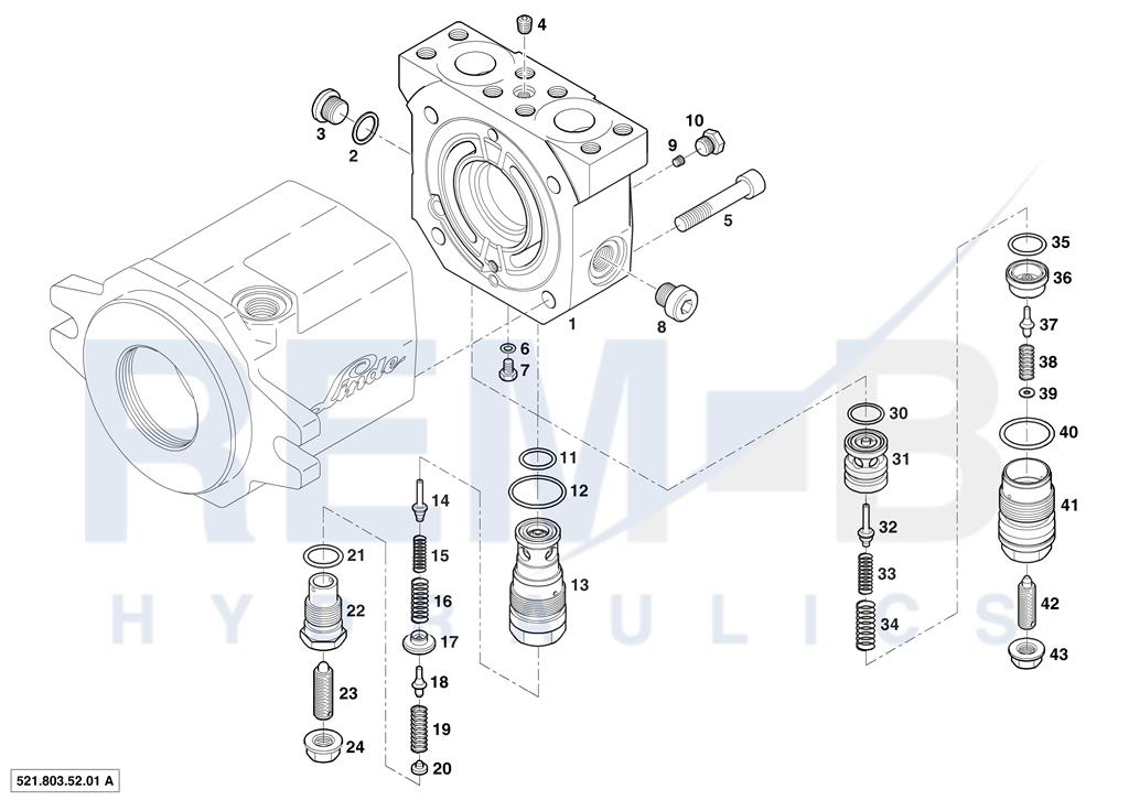 PORT PLATE HOUSING AND PRESSURE RELIEF VALVES VD20