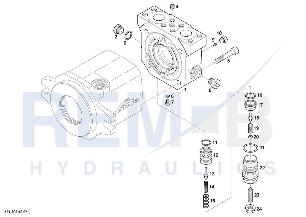 REAR COVER AND PRESSURE CONTROL VALVE VD20-03